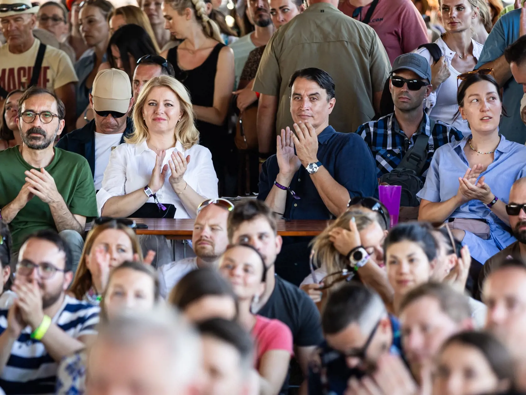 Festival “POHODA 2023” na letisku v Trenčíne. Na snímke Zuzana Čaputová a Juraj Rizman.