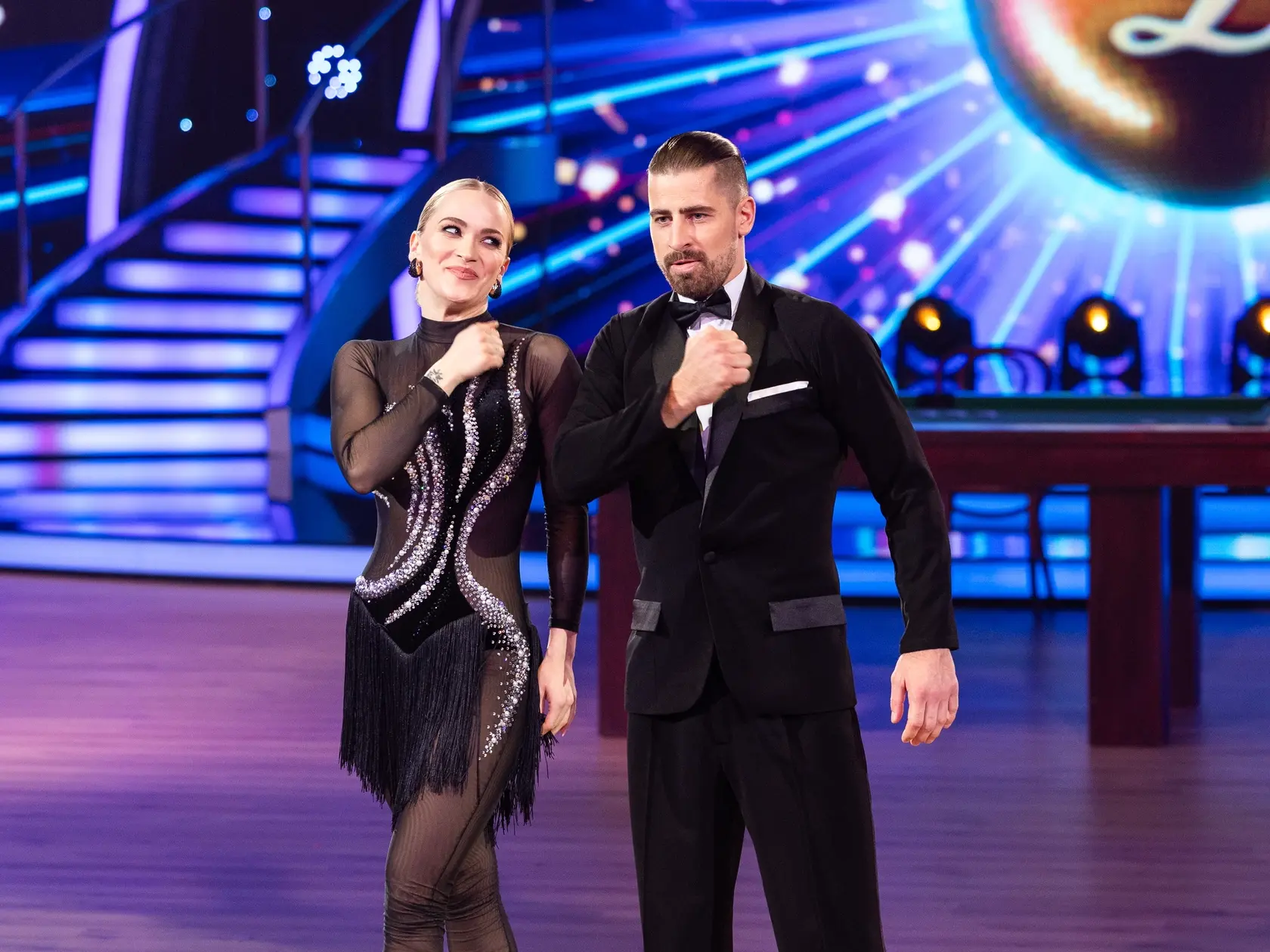 Peter Sagan a Eliška Lenčešová počas ôsmeho kola Let's dance 2025.