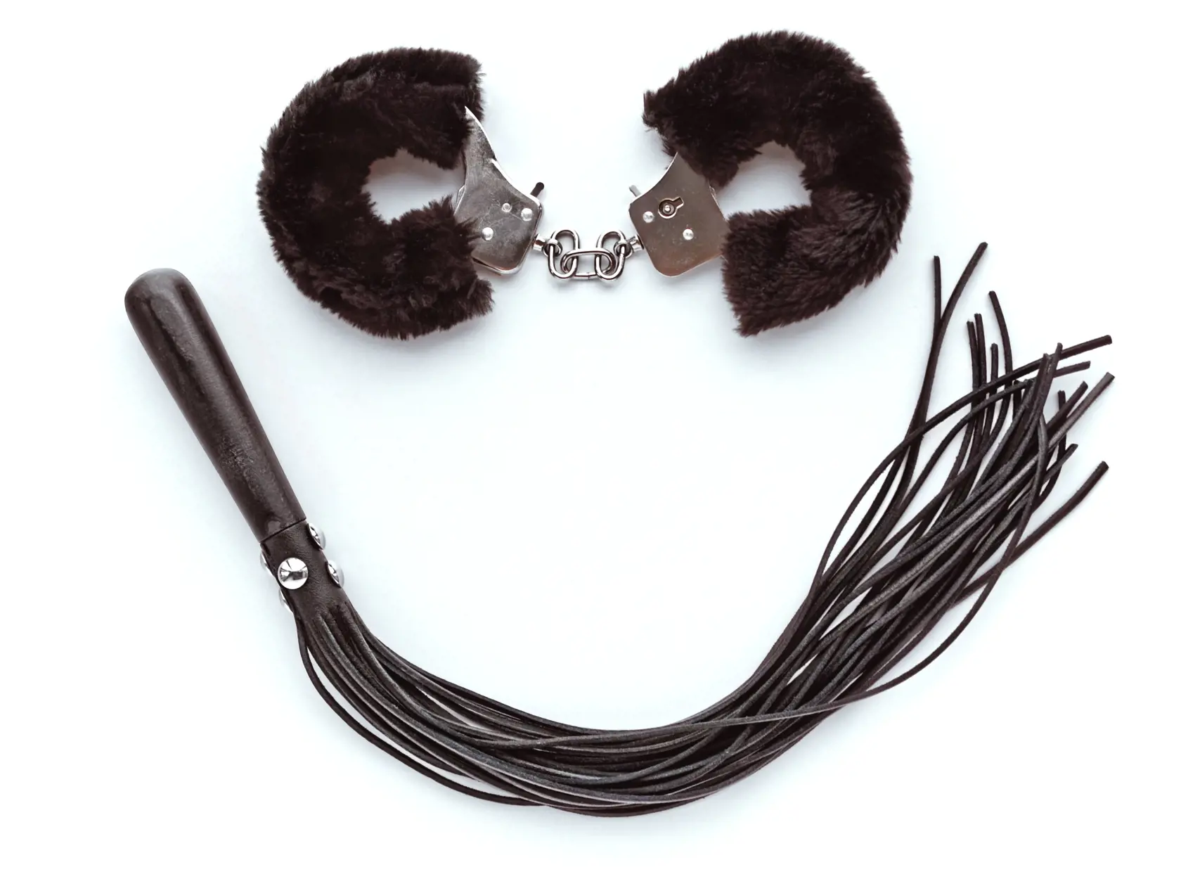 A,Smile,Made,From,Sex,Toys.,Furry,Handcuffs,And,Leather