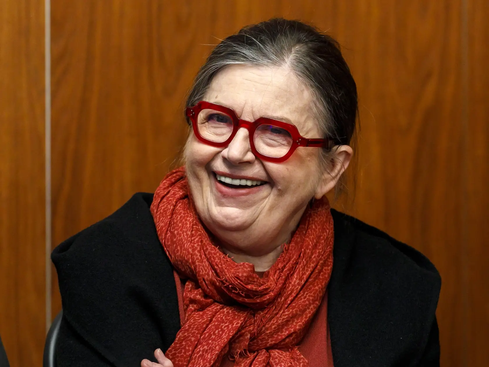 Na snímke herečka Zuzana Kronerová (Eugénia Propperová/ Irena Schwarzová) počas tlačovej konferencie po verejnej generálke inscenácie Hitlerov prezident v Divadle Pavla Országha Hviezdoslava (DPOH) v Bratislave 24. marca 2025. FOTO TASR - Dano Veselský