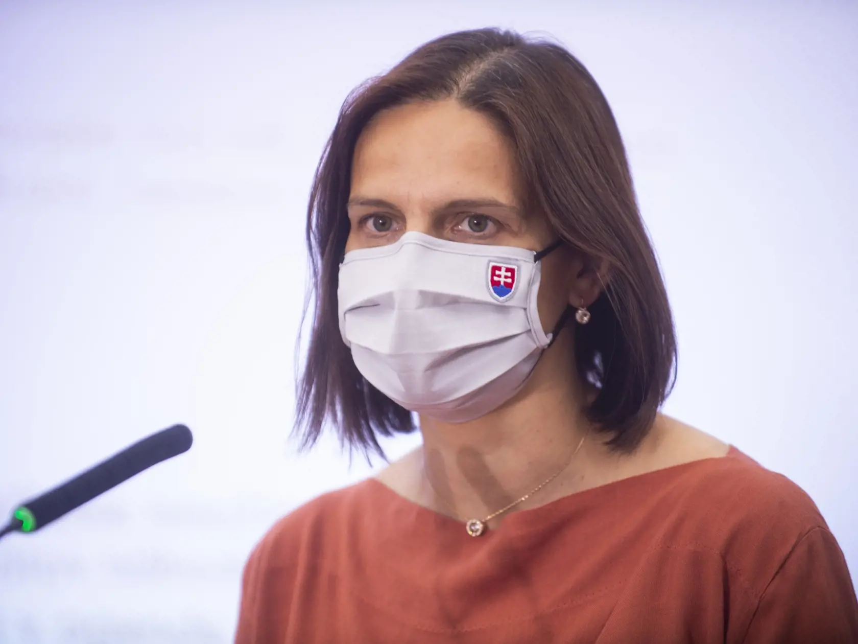 Na snímke ministerka spravodlivosti SR Mária Kolíková počas tlačovej konferencie na tému: Na ceste k novej súdnej mape MS SR naďalej pozorne počúva, diskutuje a vyhodnocuje podnety a pripomienky 22. októbra 2021 v Bratislave. FOTO TASR - Jakub Kotian