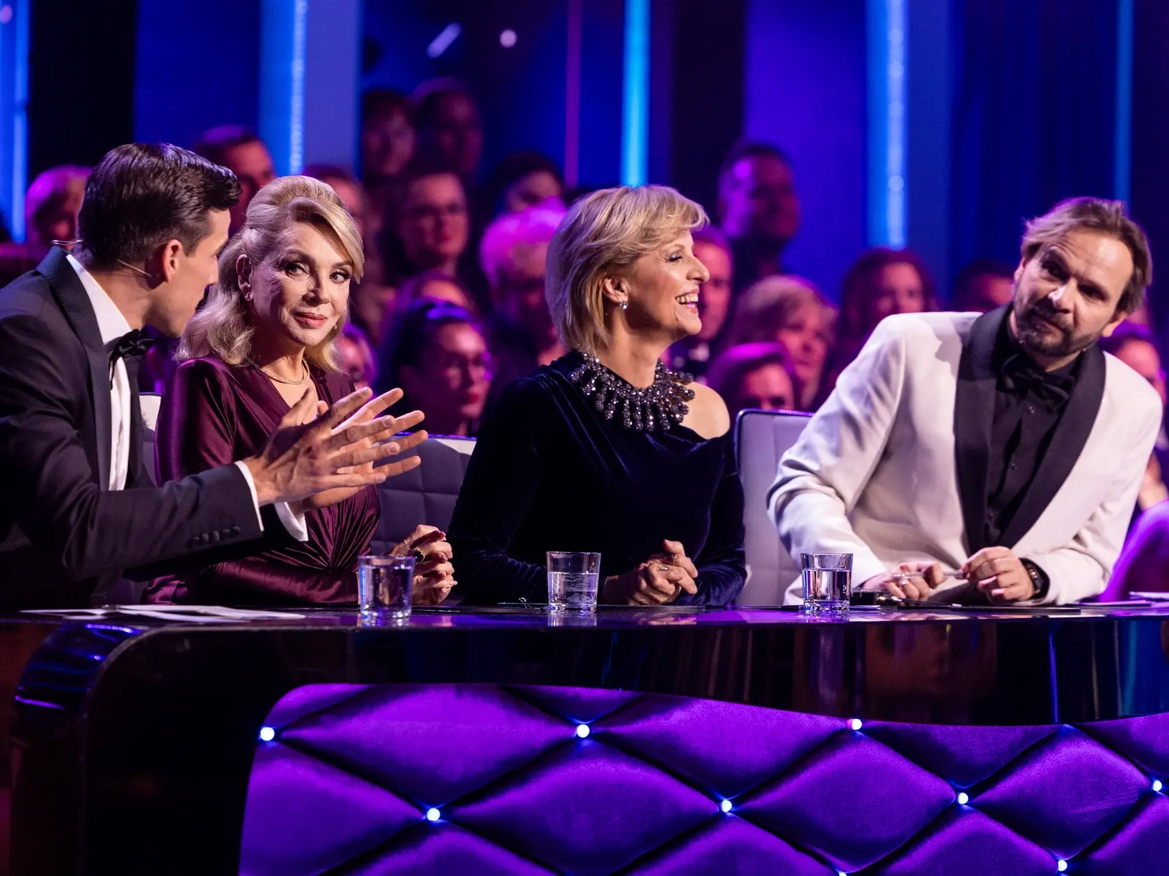 Na snímke porota Ján Ďurovčík, Tatiana Drexler, Adam Bardy, Zdena Studenková počas štvrtého  kola Let's dance 2025.