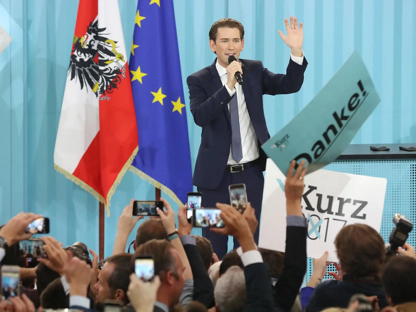 Sebastian Kurz po víťazstve v rakúskych voľbách v roku 2017.