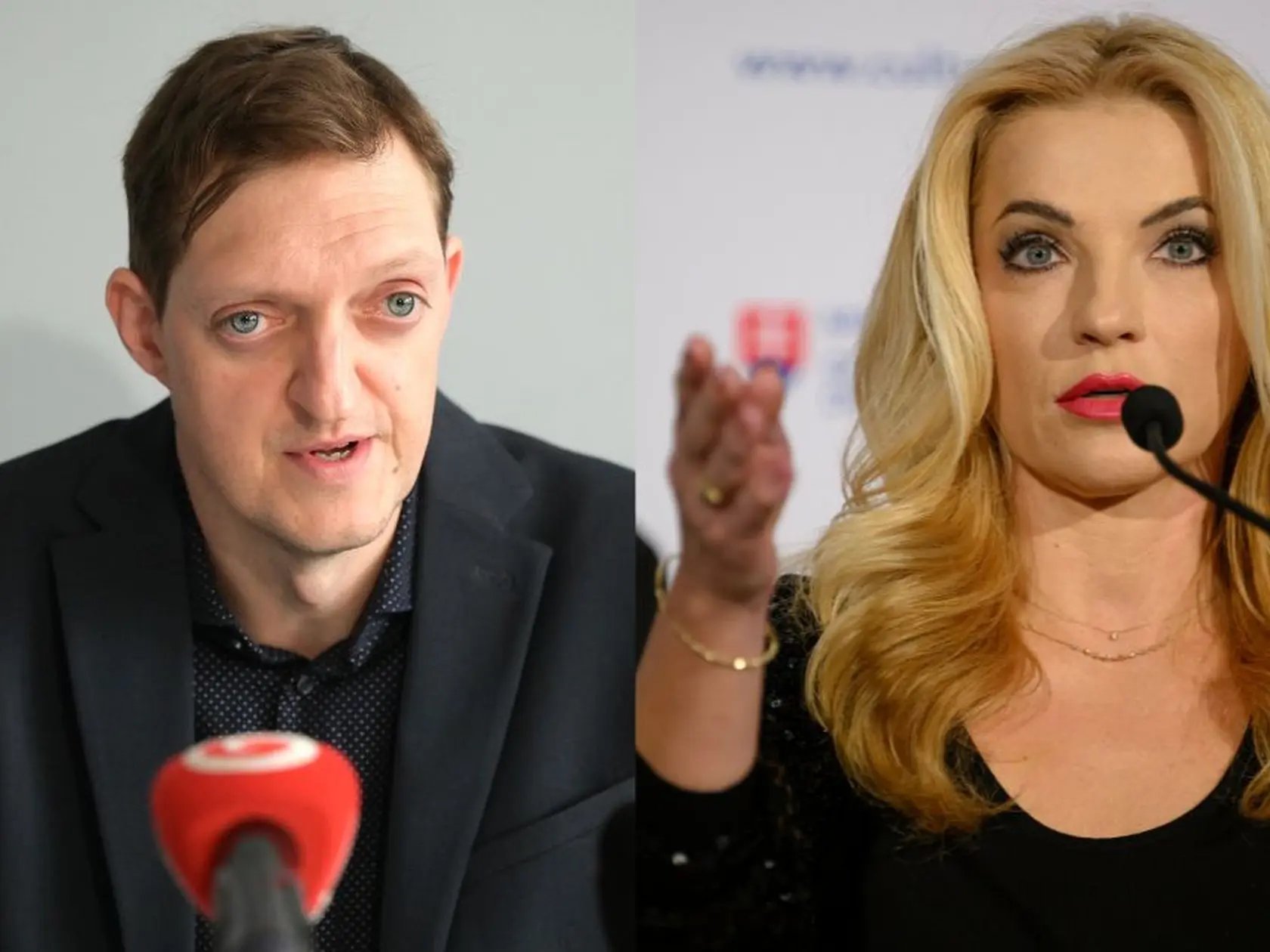 Na kombosníke zľava riaditeľ Fondu na podporu umenia Róbert Špoták a ministerka kultúry Martina Šimkovičová (nom. SNS).