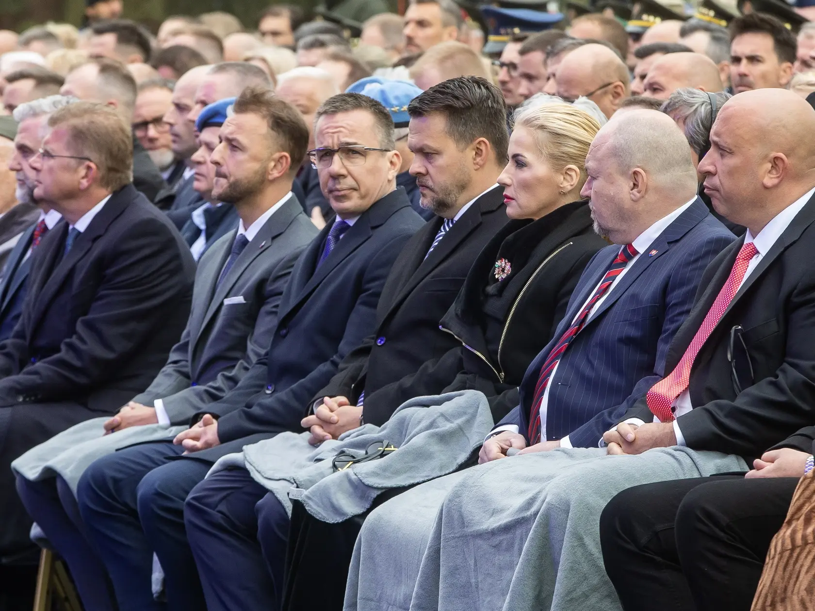 Oslavy 80.výročia víťazstva nad fašizmom Piešťany 2025. Na snímke je Matúš Šutak Eštók, Erik Tomáš.