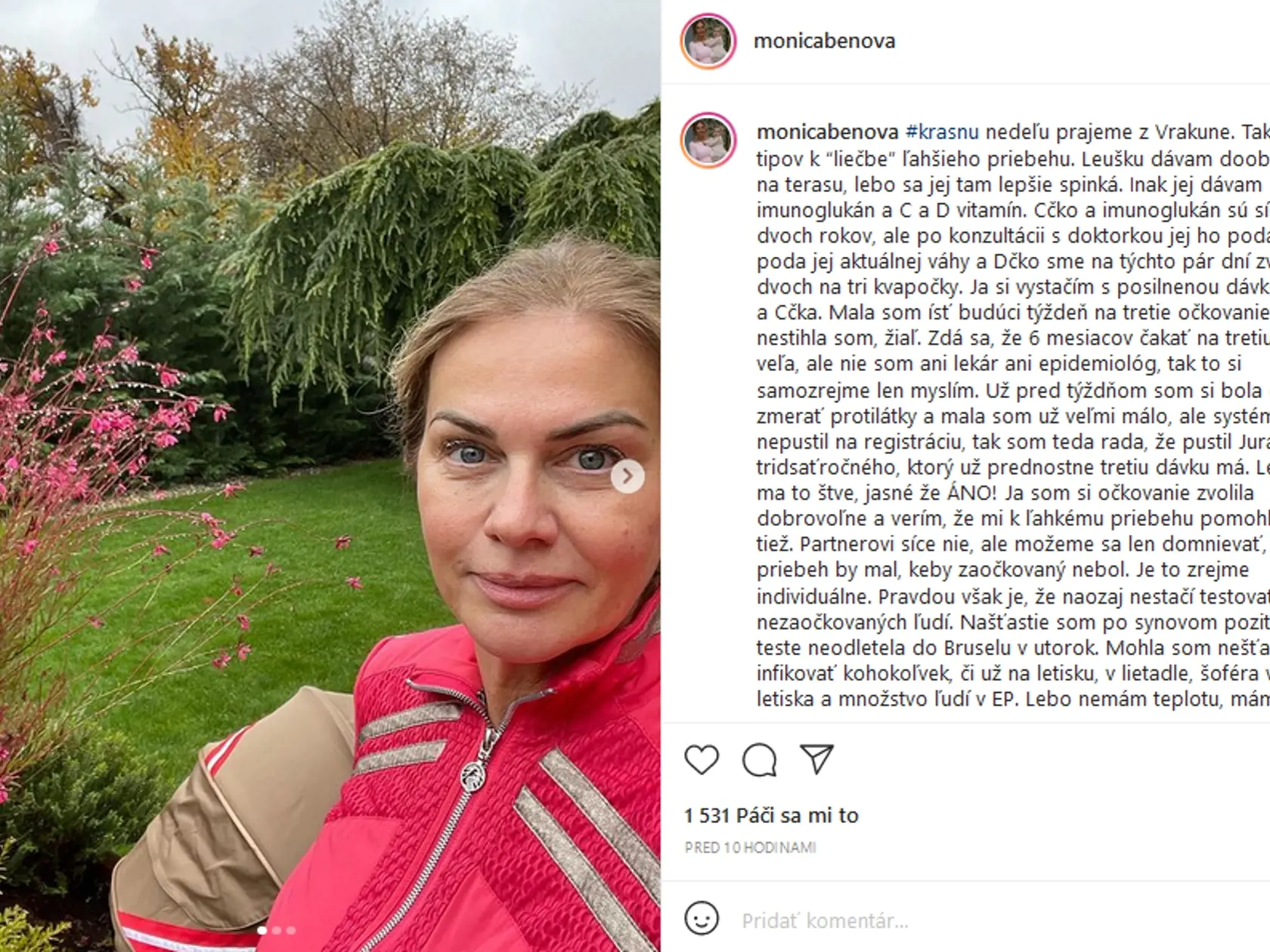 Monika Beňová využíva sociálne siete pravidelne. Zverejňuje tam informácie z práce, ale aj zo svojho súkromia.