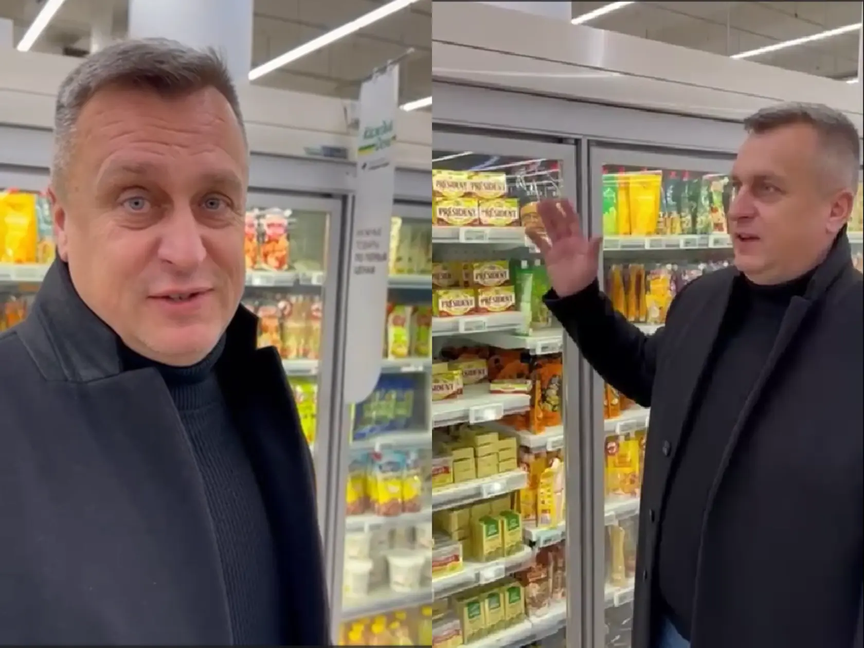 Andrej Danko v ruskom supermarkete, Moskva 