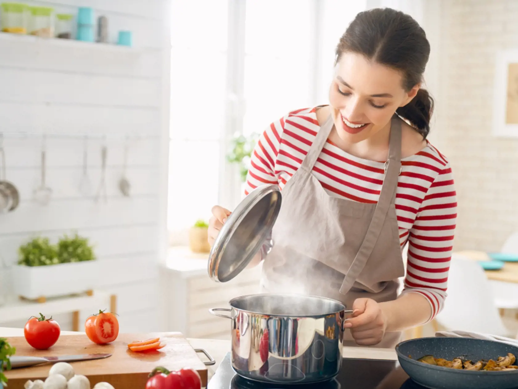 Healthy,Food,At,Home.,Happy,Woman,Is,Preparing,The,Proper
