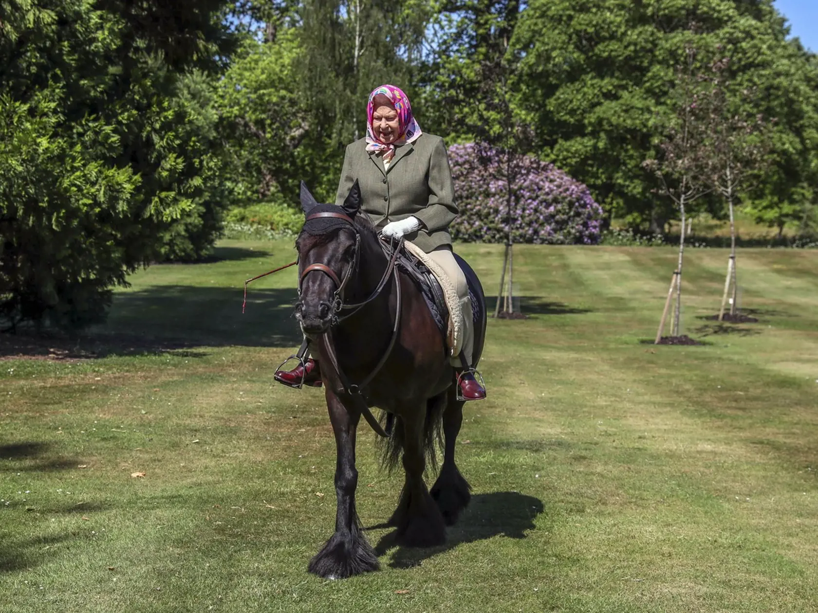 The Queen rides out during the Coronavirus Pandemic