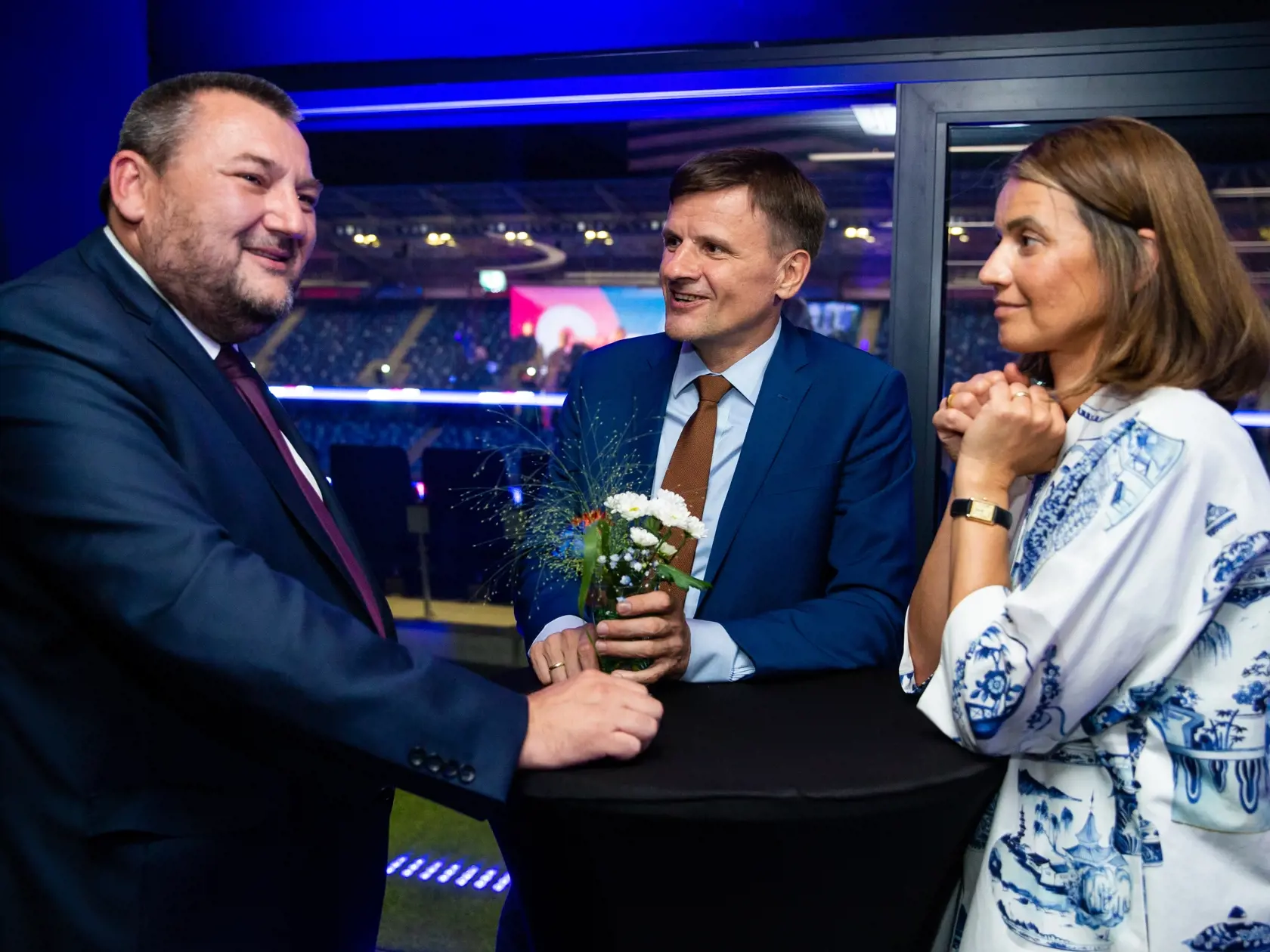 Oslava 18. narodenín slovenskej spravodajskej televízie TA3 vo VIP priestoroch Národného futbalového štadióna v Bratislave. Na snímke Alojz Hlna.
