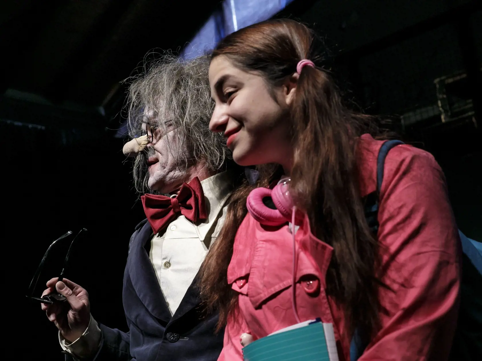 Na snímke herci Robert Roth a Monika Potokárová počas generálky inscenácie francúzskeho dramatika rumunského pôvodu Eugena Ionesca s názvom Lekcia v divadle Aréna v Bratislave 24. októbra 2019.