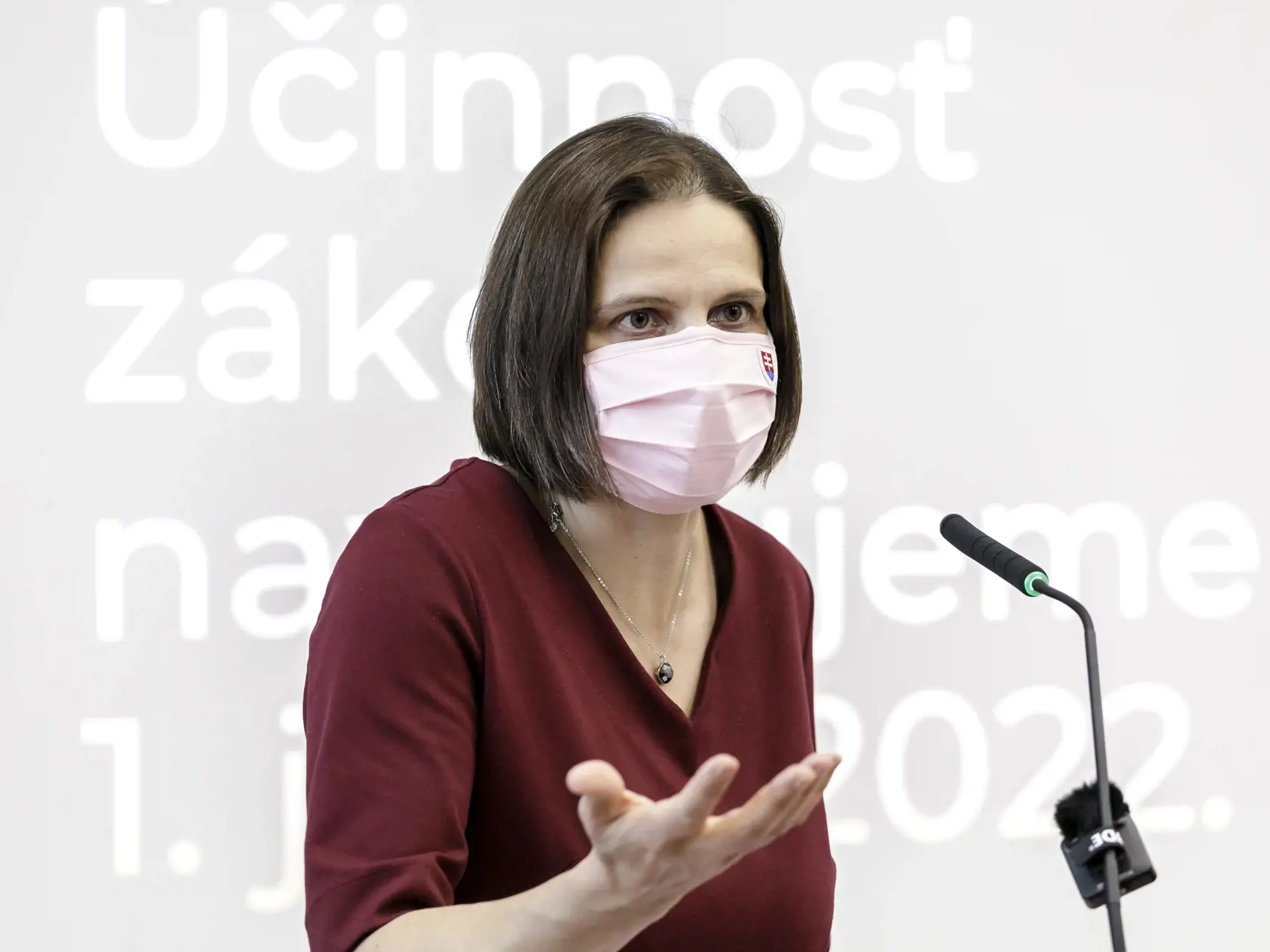 Na snímke ministerka spravodlivosti SR Mária Kolíková počas tlačovej konferencie k novele Trestného zákona v Bratislave 1. decembra 2021.