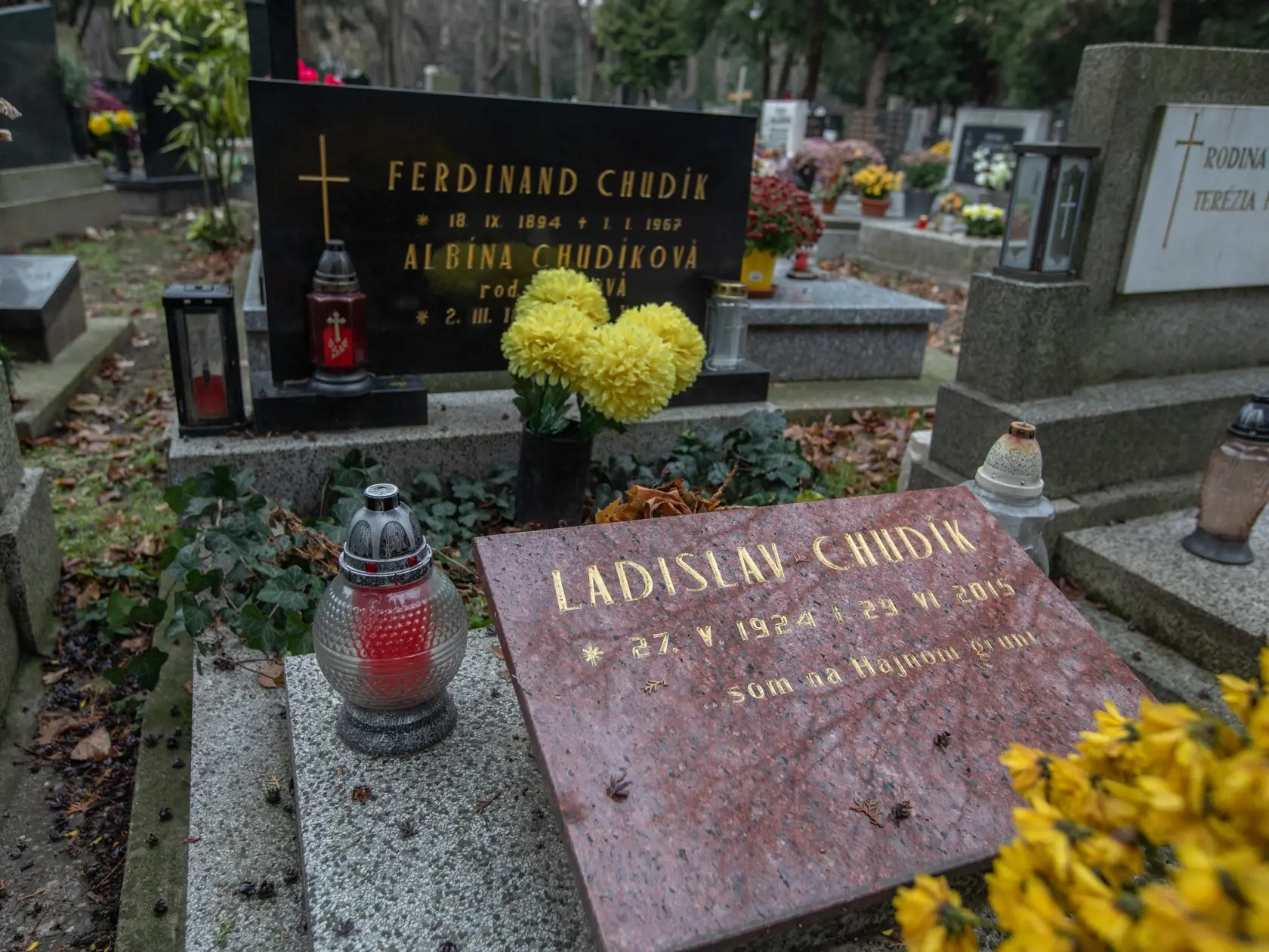 Neskôr vyšlo najavo, že jeho prach nie je rozsypaný len na vrchu Hájny grúň, ako si to želal. Urna s polovicou popola hereckej legendy spočinula na Martinskom cintoríne v Bratislave, kde ležia jeho rodičia. Na ich náhrobnom kameni pribudol nový bordový pomník. „Tak si to želala manželova rodina a ja som ich prosbe vyhovela. To nie sú žiadne tajnosti,“ vyjadrila sa vdova Alena.