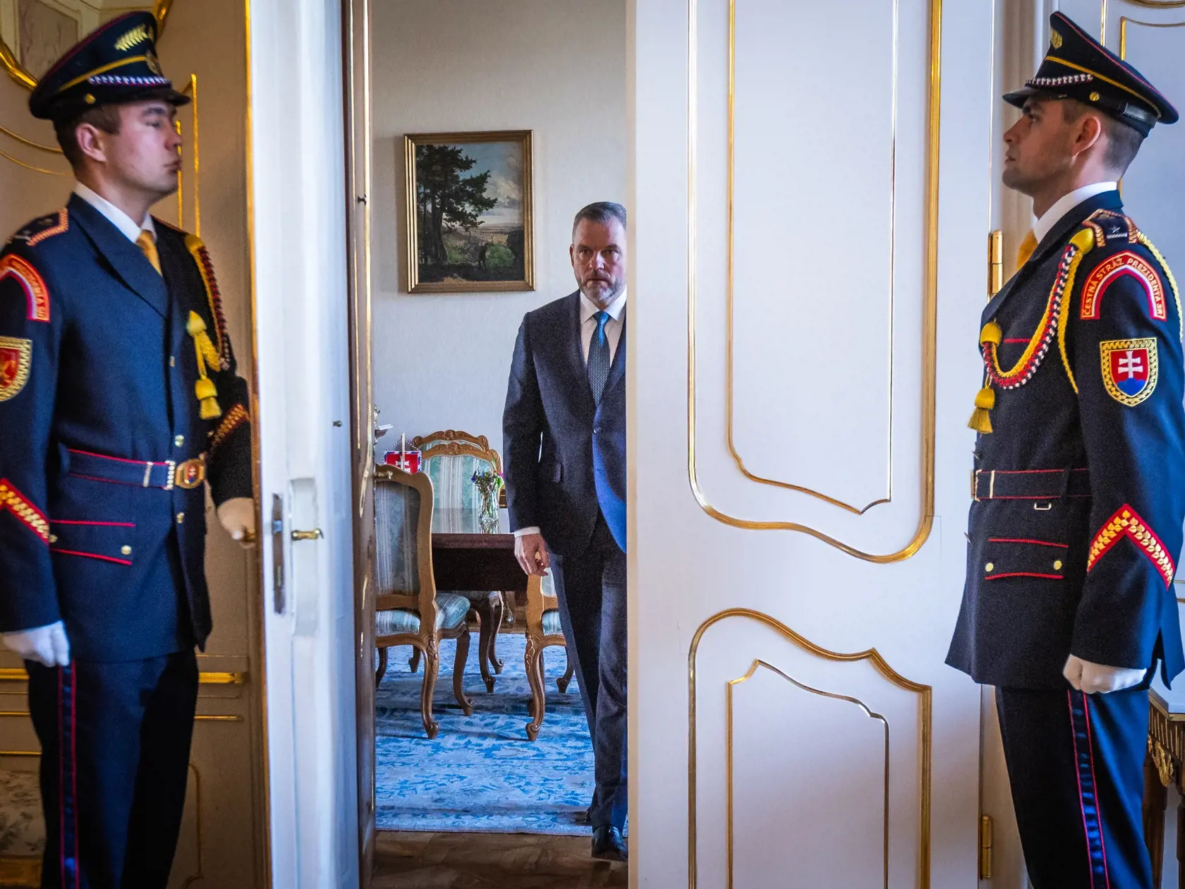 Prezident Slovenskej republiky Peter Pellegrini prijal poslanca Národnej rady SR Rudolfa Huliaka. Na snímke Peter Pellegrini.