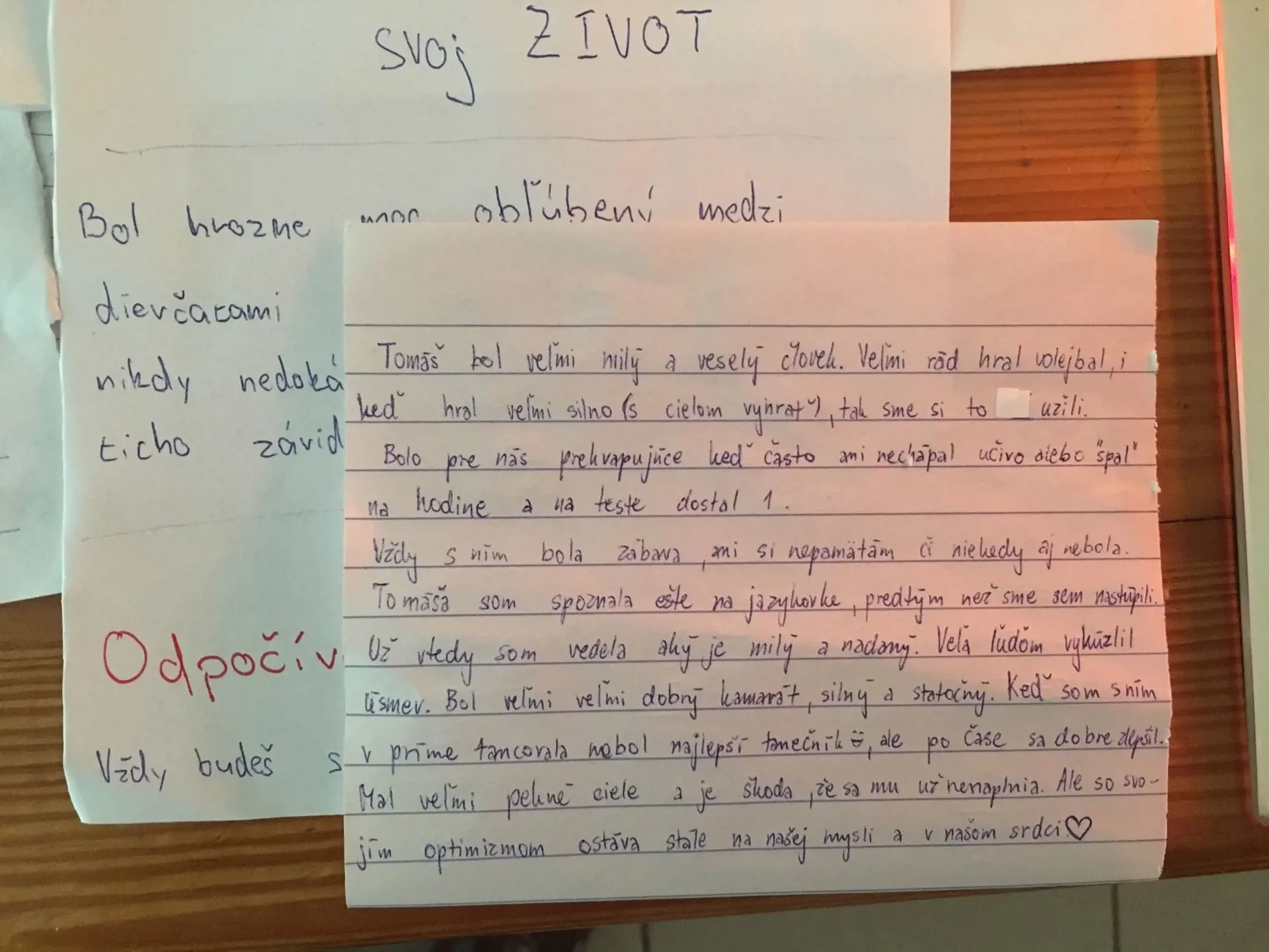 Spolužiaci si uctili Tomáša.