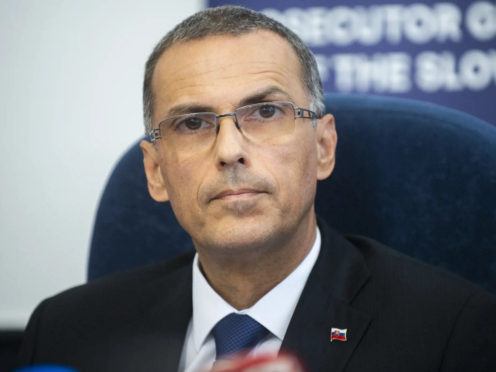 Na snímke generálny prokurátor SR Maroš Žilinka počas tlačového vyhásenia na tému Podanie prezidentky na Ústavný súd SR, 18. septembra 2023 v Bratislave.