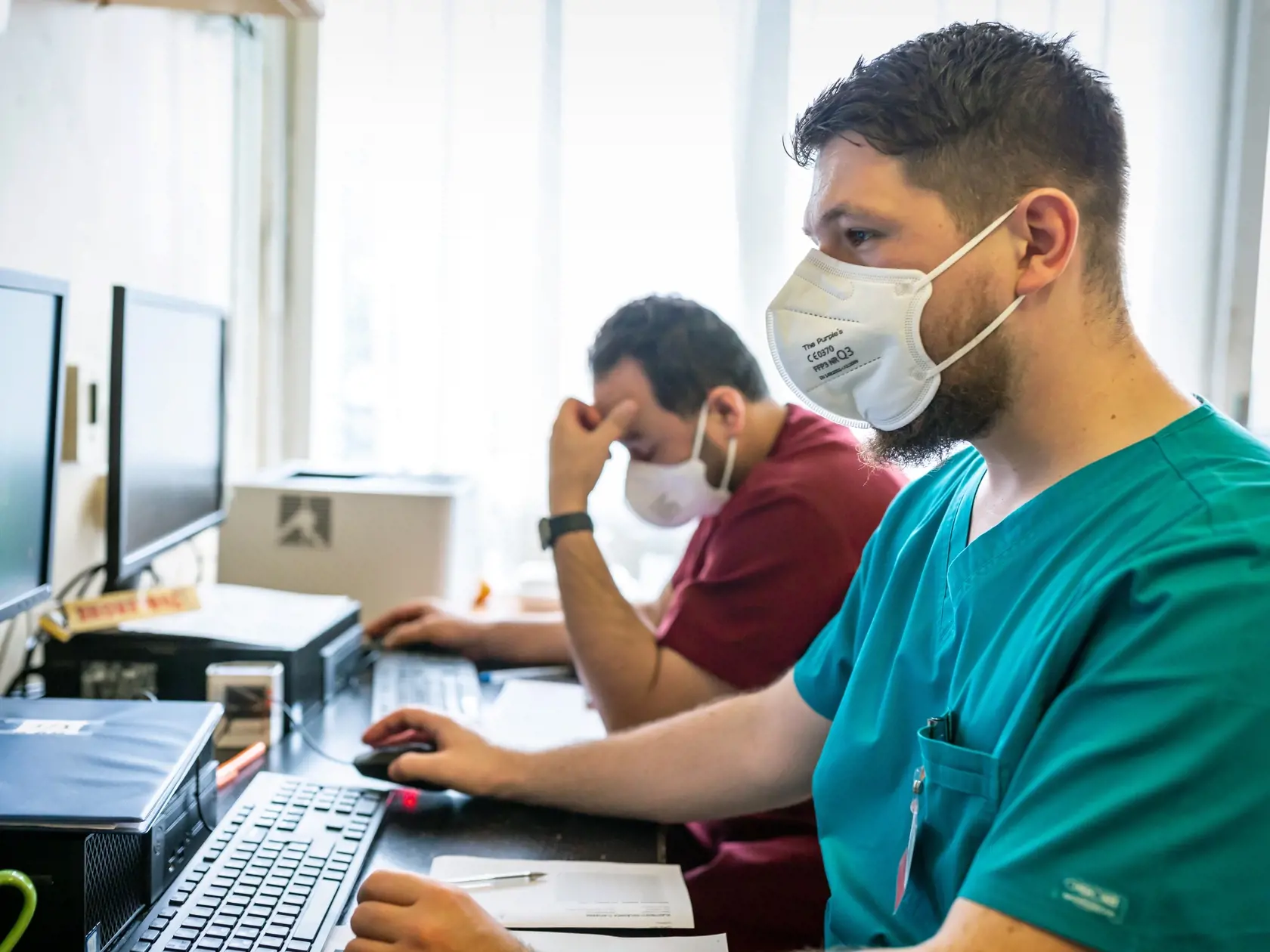 Na snímke je lôžkové oddelenie na Kramároch, kde sa liečia pacienti chorí na Covid-19. 