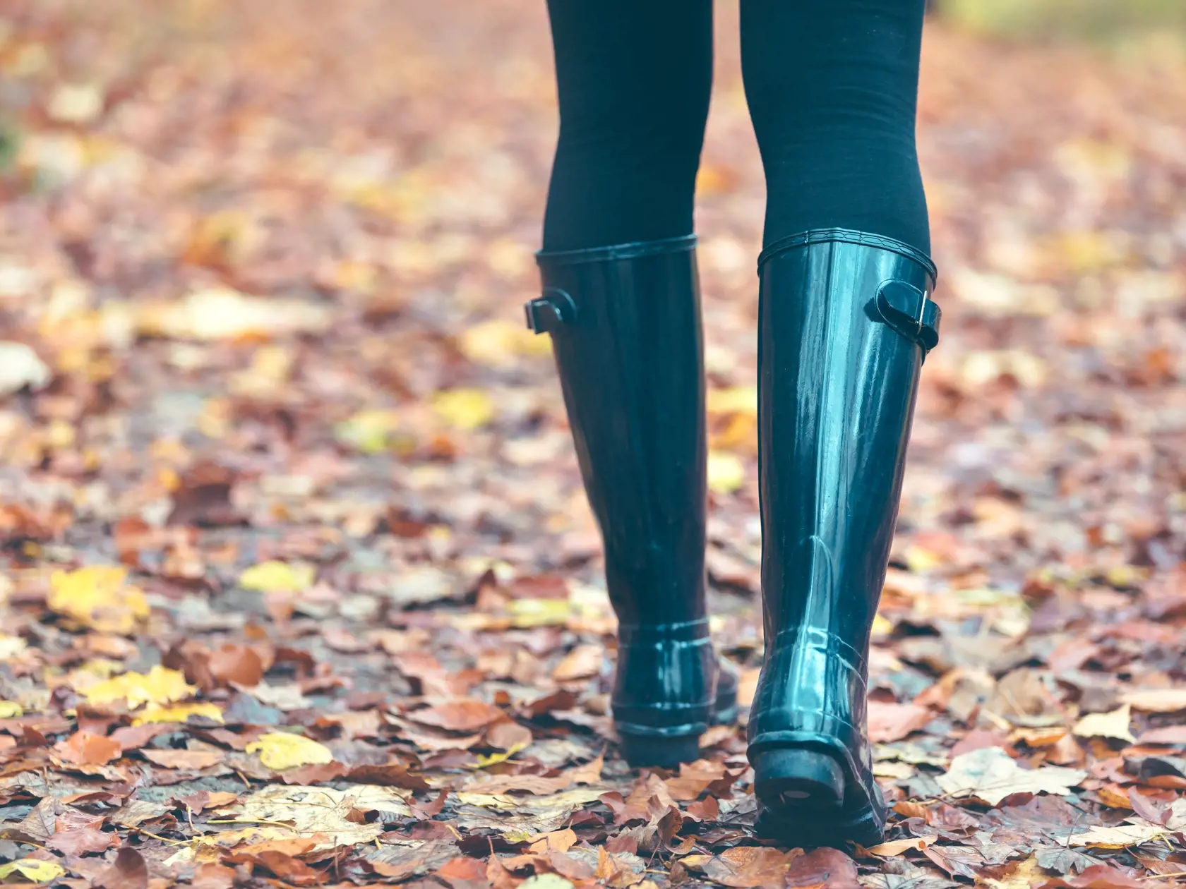 Fashionable,Women's,Boots.,Walk,Through,The,Park,In,The,Autumn.
