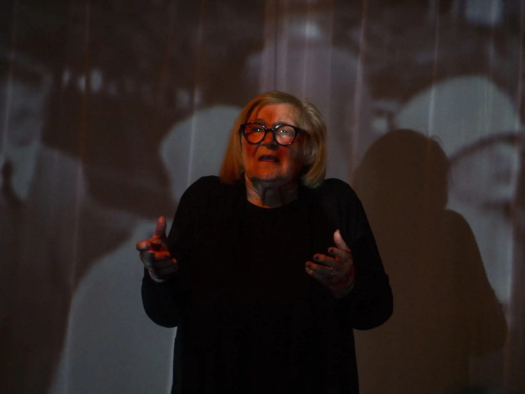 Na snímke herečka Zita Furková počas generálky novej inscenácie Jeden nemecký život v priestoroch Štúdia A2, Nové župné divadlo v Bratislave 24. februára 2022.