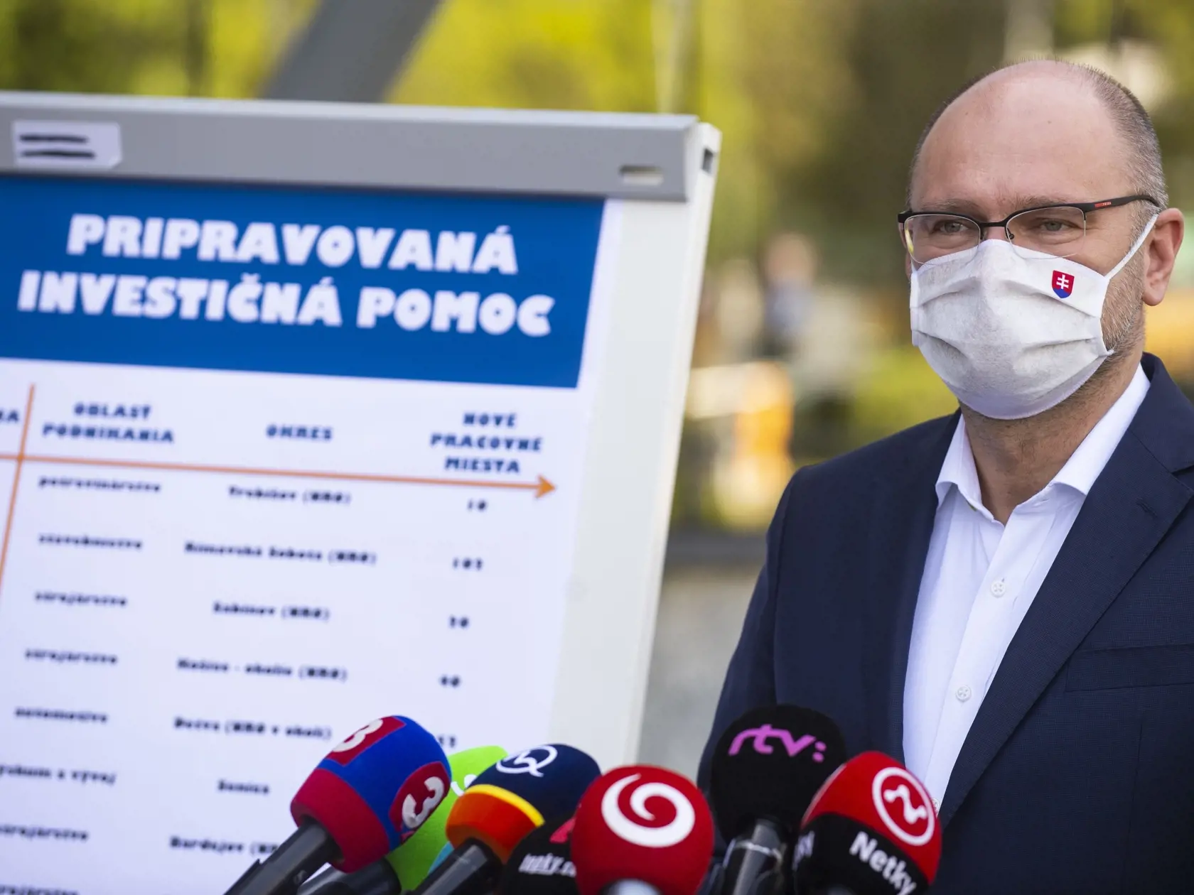 Na snímke podpredseda vlády pre ekonomiku a minister hospodárstva SR Richard Sulík (SaS) počas tlačovej konferencie na tému Postup pri poskytovaní investičnej pomoci firmám 16. apríla 2020 v Bratislave. FOTO TASR – Jakub Kotian