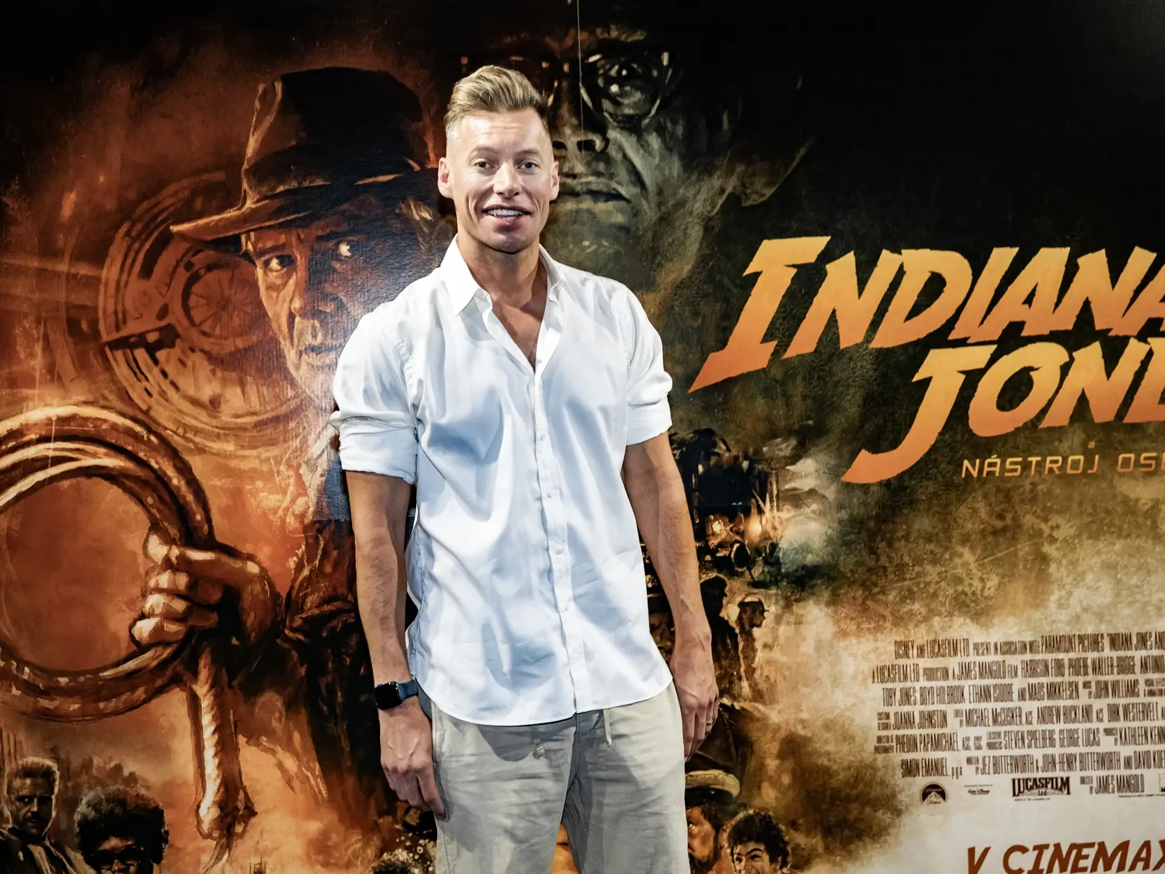 Premiéra filmu Indiana Jones a Nástroj osudu. Na snímke je Thomas Puskailer.