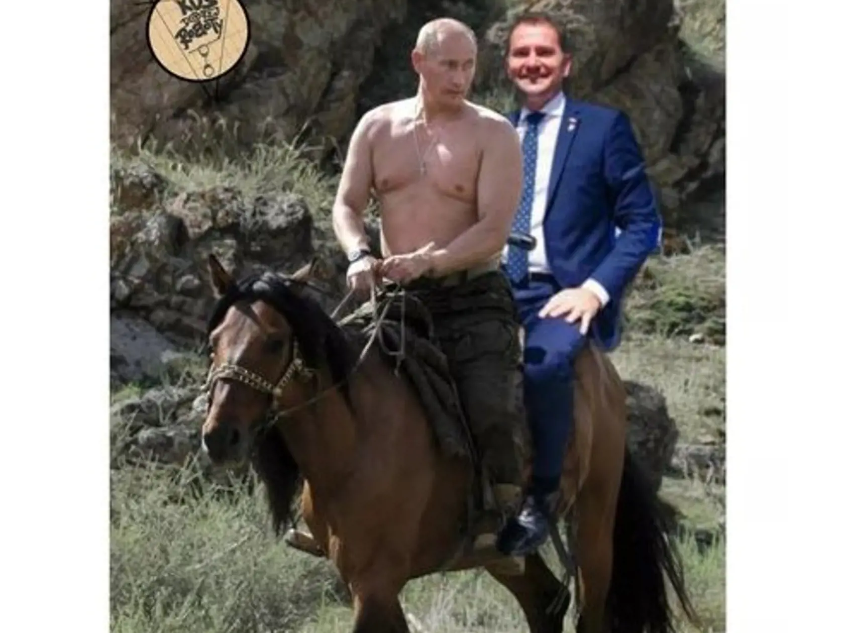 A takto si podľa humoristov ruský prezident Vladimir Putin a slovenský minister financií Igor Matovič užívajú prechádzku popri rokovaniach o vakcíne Sputnik V.