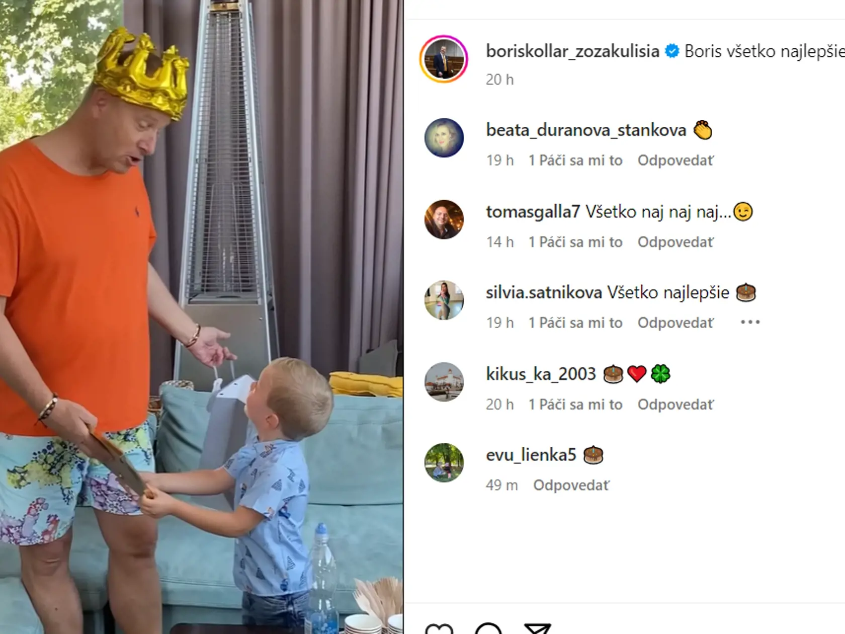 Predseda hnutia Sme rodina Boris Kollár odbaľoval jeden darček za druhým. 14. augusta 2023 oslávil 58 rokov.