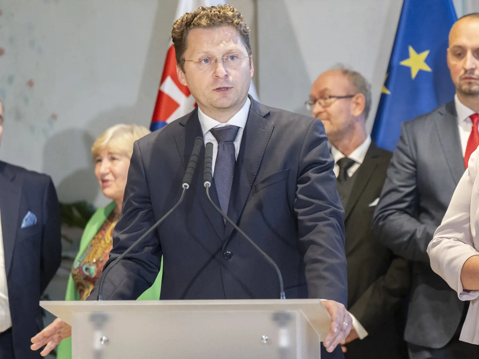 Na snímke predseda Lekárskeho odborového združenia (LOZ) Peter Visolajský počas tlačovej konferencie po stretnutí prezidenta SR Petra Pellegriniho s predstaviteľmi zdravotníctva, 8. októbra 2024 v Prezidentskom paláci v Bratislave. FOTO TASR - Martin Baumann