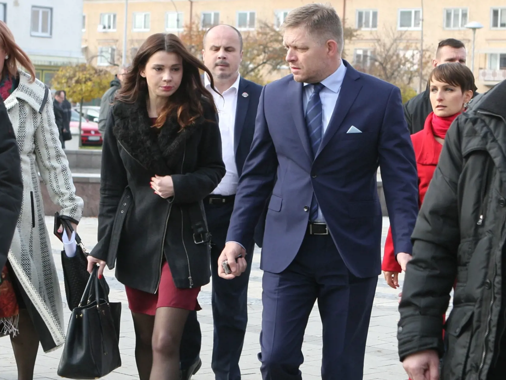 Na snímke Robert Fico a Mária Trošková na stretnutí so stredoškolákmi v Partizánskom.(archívne foto)