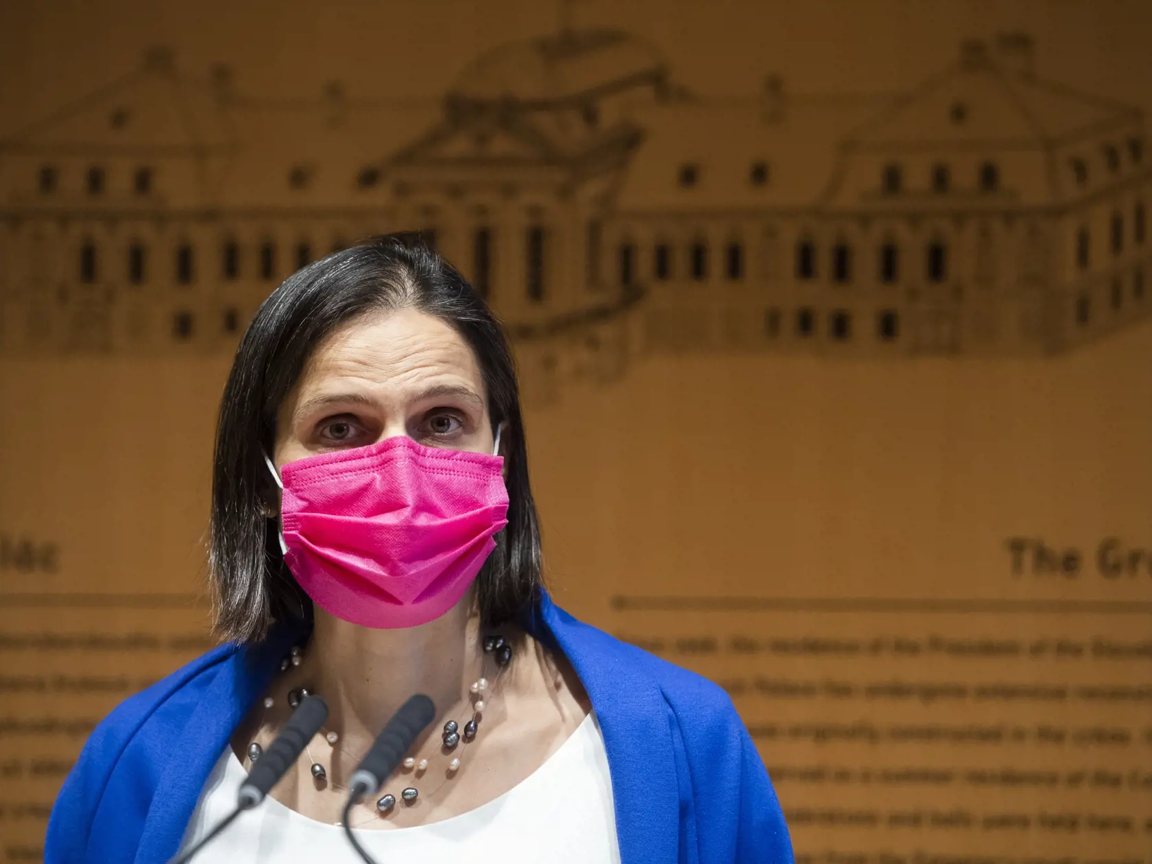 Mária Kolíková (Za ľudí) počas tlačového brífingu.