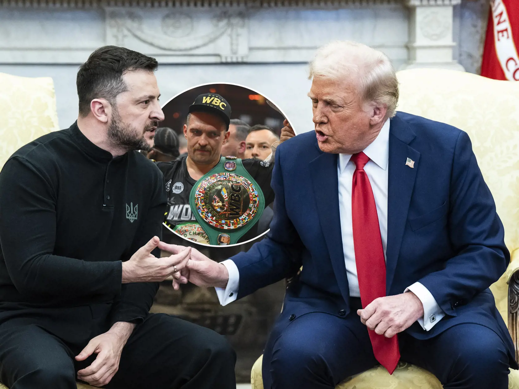 Volodymyr Zelenskyj a Donald Trump v Bielom dome.