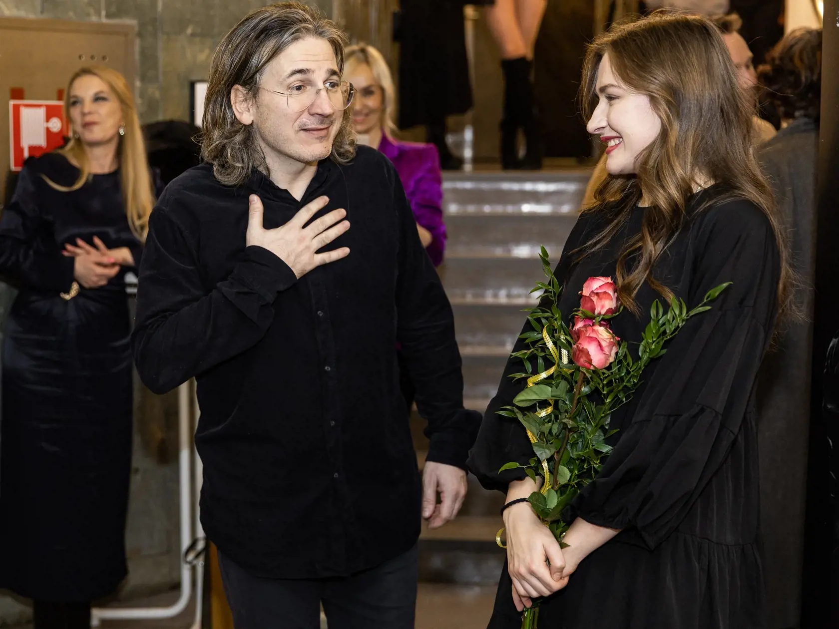 Premiéra divadelného predstavenia "Oleanna" v Štúdiu L+S v Bratislave. Na snímke Juraj Mokrý a Anna Magdaléna Hroboňová.