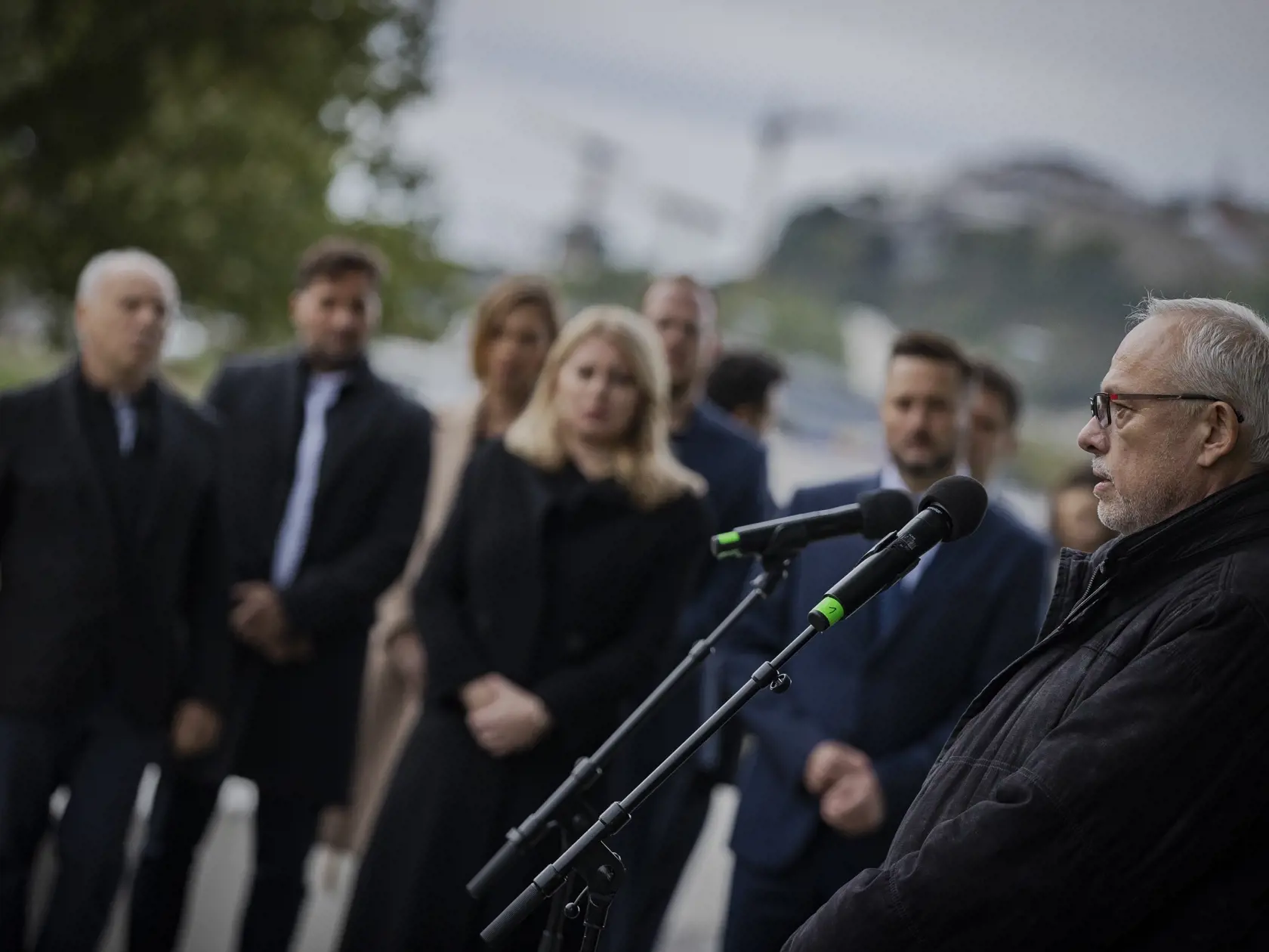 Prezidentka Slovenskej republiky Zuzana Čaputová sa zúčastnila na otvorení zrekonštruovaného Pamätníka obetiam extrémizmu od autorov Pavla Brnu a Pavla Dubinu. Na snímke Daniel Tupý starší.