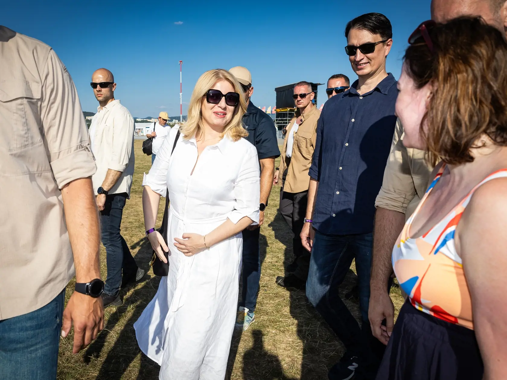 Festival “POHODA 2023” na letisku v Trenčíne. Na snímke Zuzana Čaputová a Juraj Rizman.