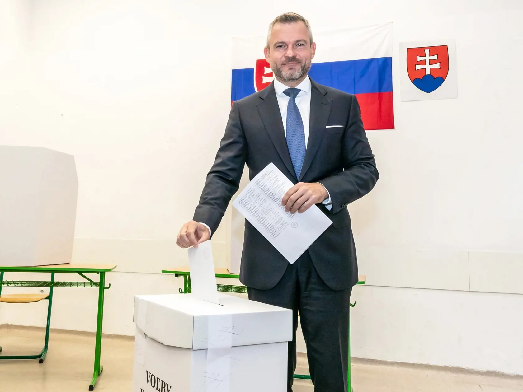 Na snímke predseda politickej strany HLAS - sociálna demokracia Peter Pellegrini na predčasných voľbách do NRSR 2023. 
