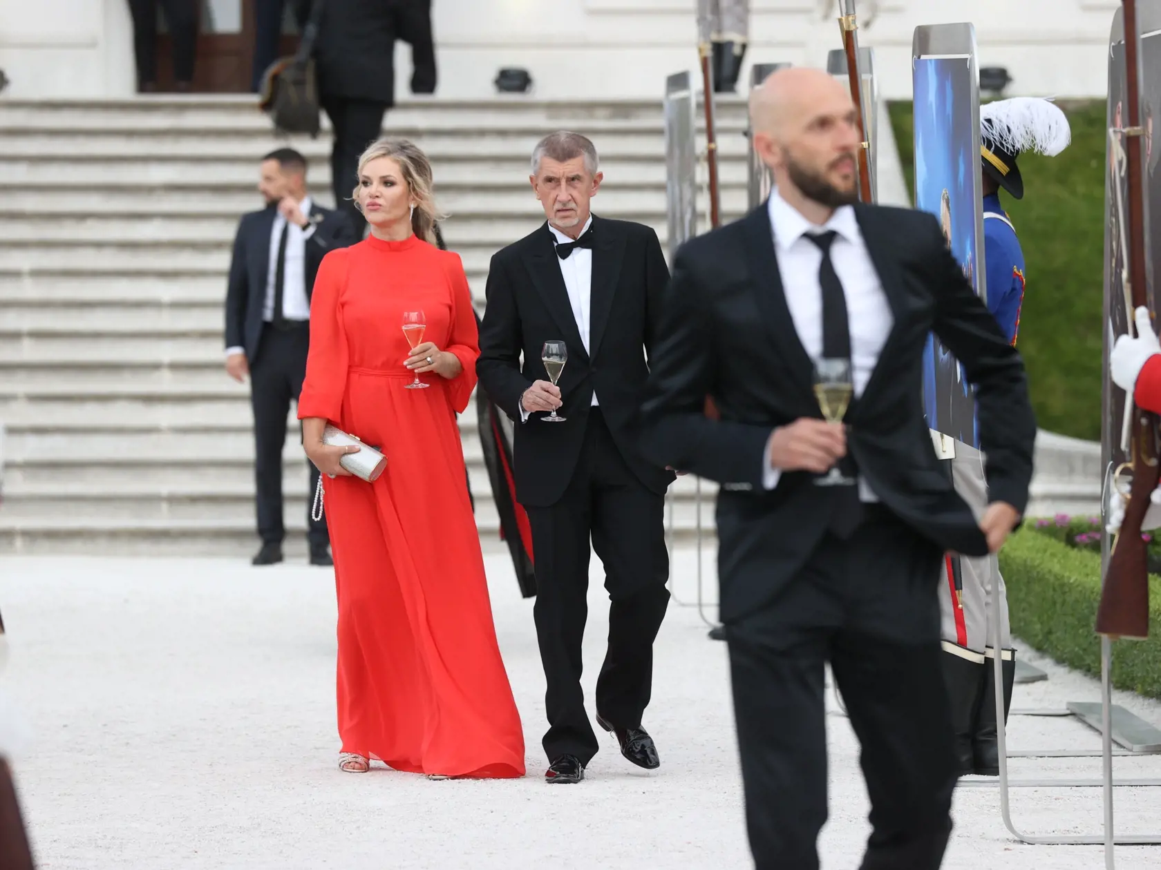 Slávnostná recepcia prezidenta SR Petra Pellegriniho na Bratislavskom hrade. Na snímke je Andrej Babiš s manželkou.