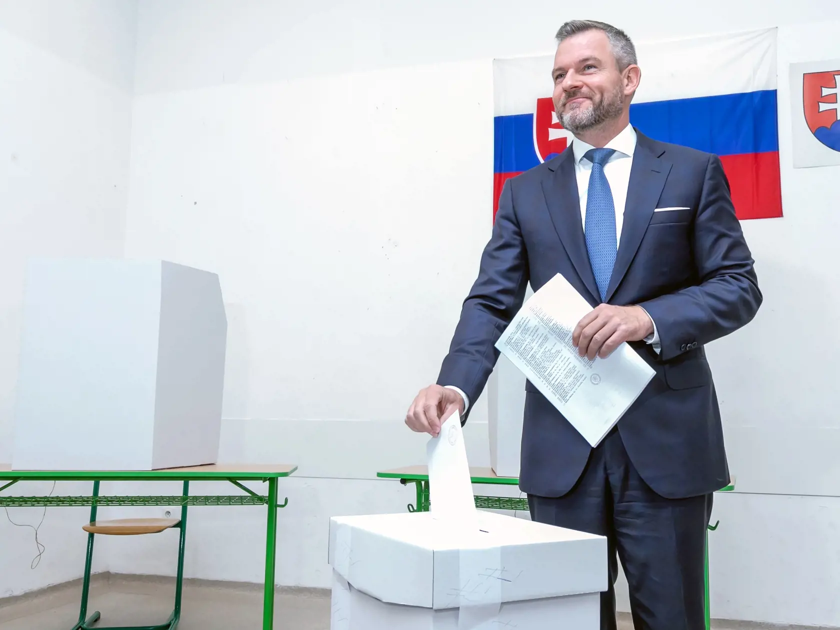 Na snímke predseda politickej strany HLAS - sociálna demokracia Peter Pellegrini na predčasných voľbách do NRSR 2023. 