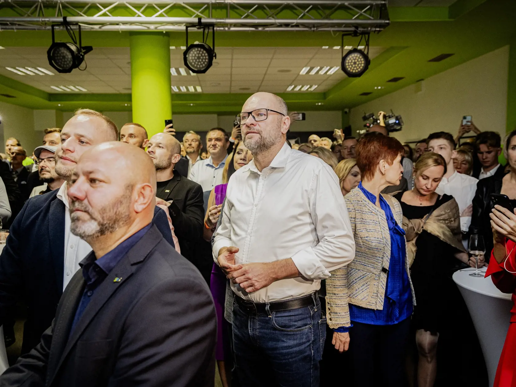 Na snímke Richard Sulík počas volebnej noci predčasných parlamentných volieb 2023.