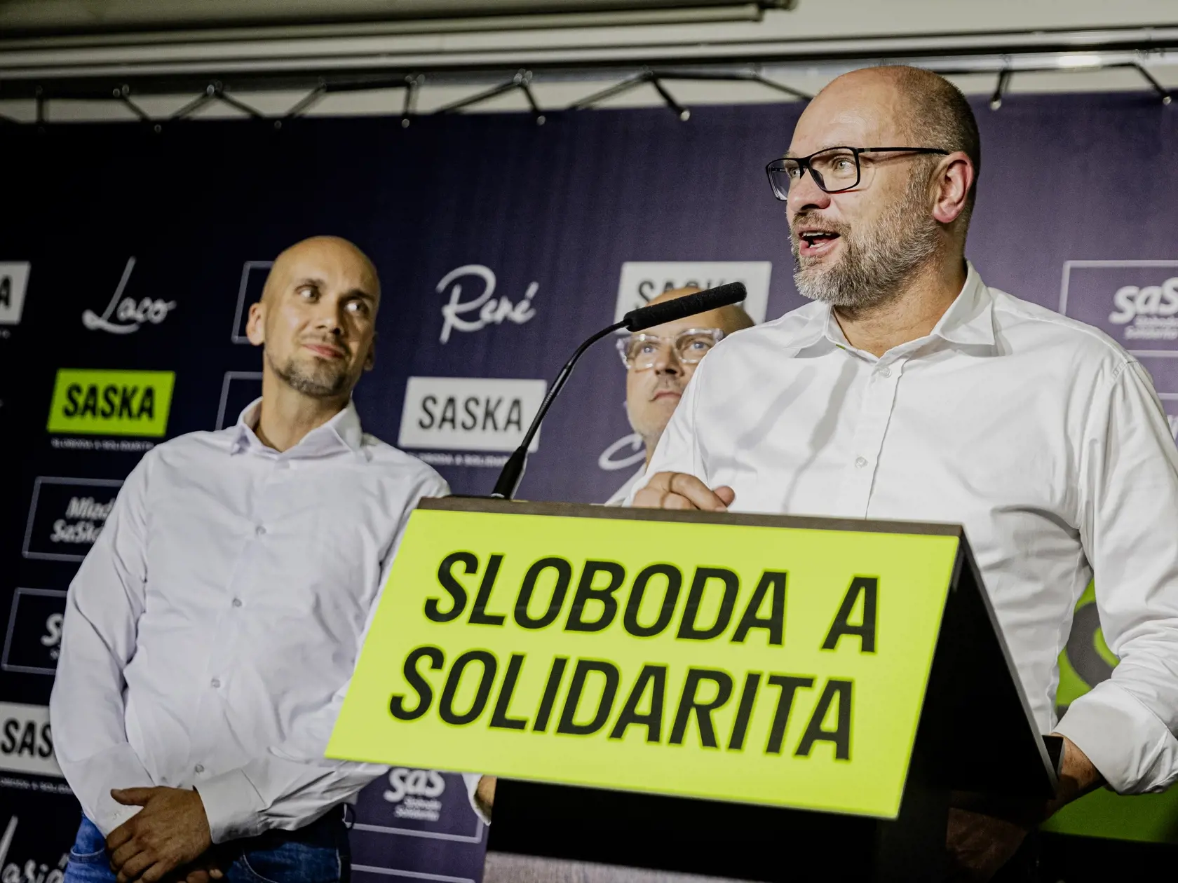 Na snímke Richard Sulík počas volebnej noci predčasných parlamentných volieb 2023.