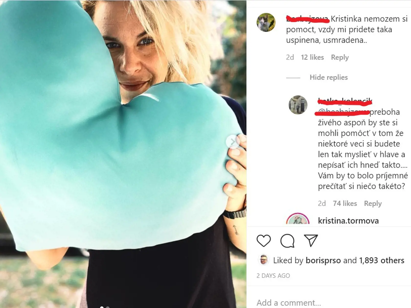 Jednej pani "nesedí", že Kristína nevyzerá stále ako zo škatuľky a dala to aj dosť nevhodne najavo.