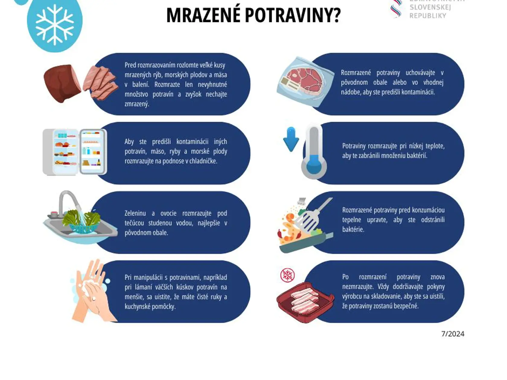 Zásady rozmrazovania potravín.