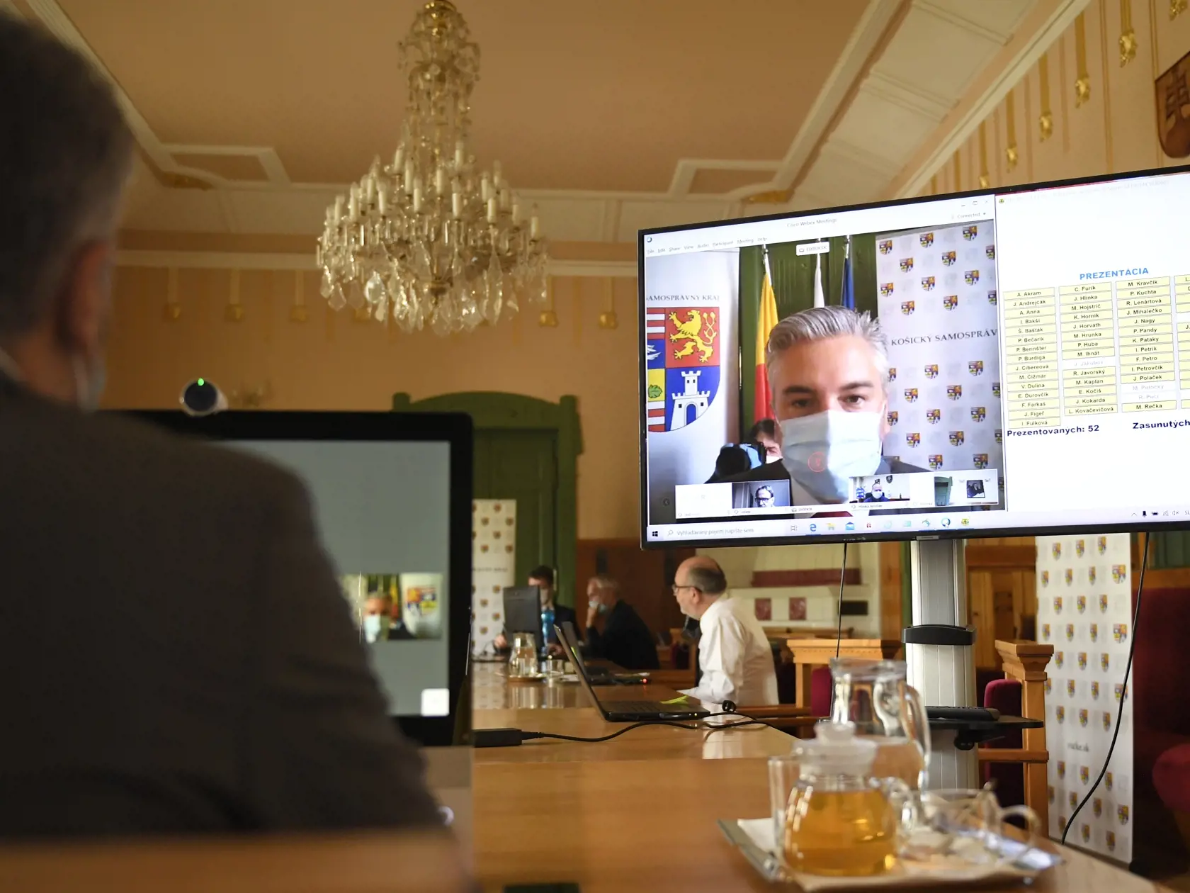 Zasadnutie Zastupiteľstva Košického samosprávneho kraja (KSK) formou videokonferencie v Košiciach 30. apríla 2020. Na snímke predseda KSK Rastislav Trnka. FOTO TASR - František Iván
