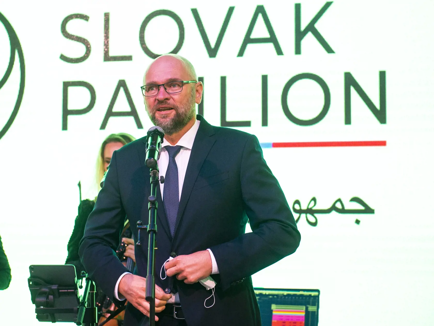 Na snímke minister hospodárstva SR Richard Sulík (SaS) počas slávnostnej prezentácie slovenského pavilónu na Svetovej výstave Expo Dubaj 2020 v Dubaji v piatok 15. októbra. FOTO TASR - Jakub Kotian