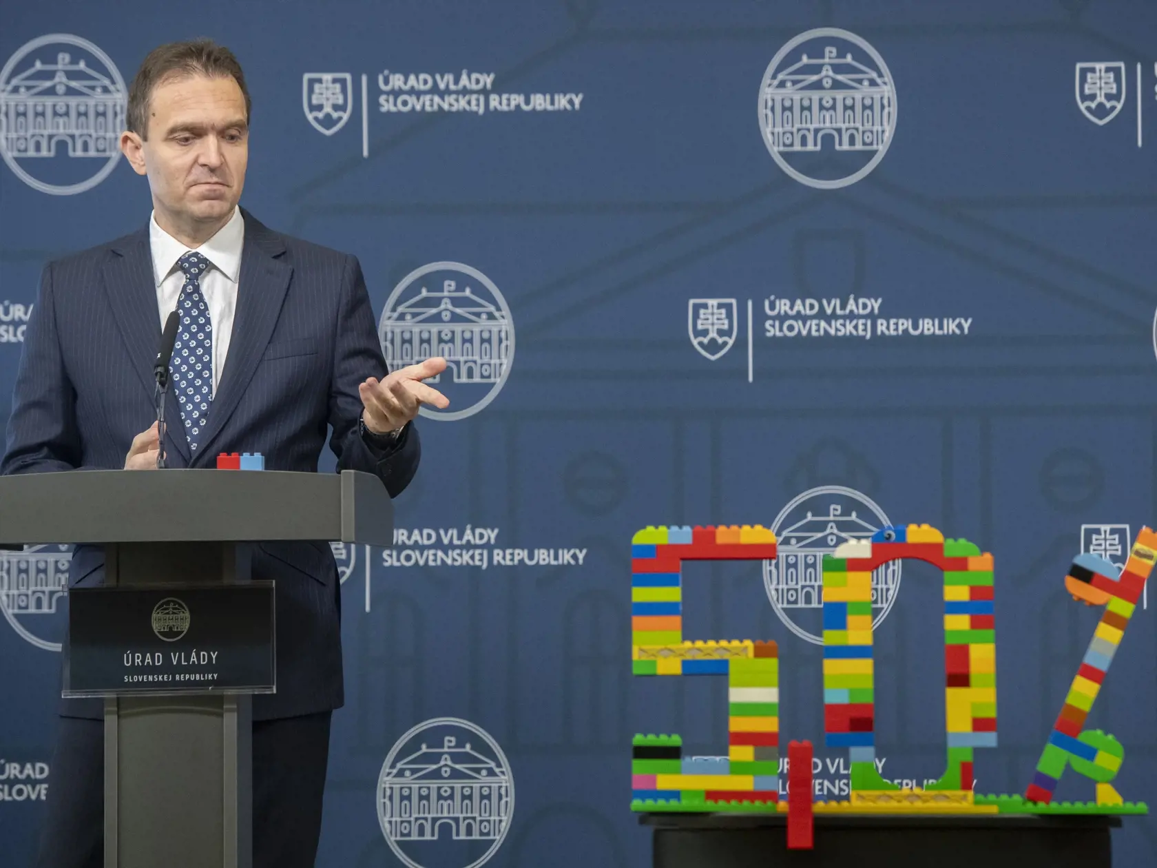 Na snímke dočasne poverený premiér SR Ľudovít Ódor počas tlačovej konferencie po skončení 18. zasadnutia vlády SR 4. októbra 2023 v Bratislave. FOTO TASR - Martin Baumann