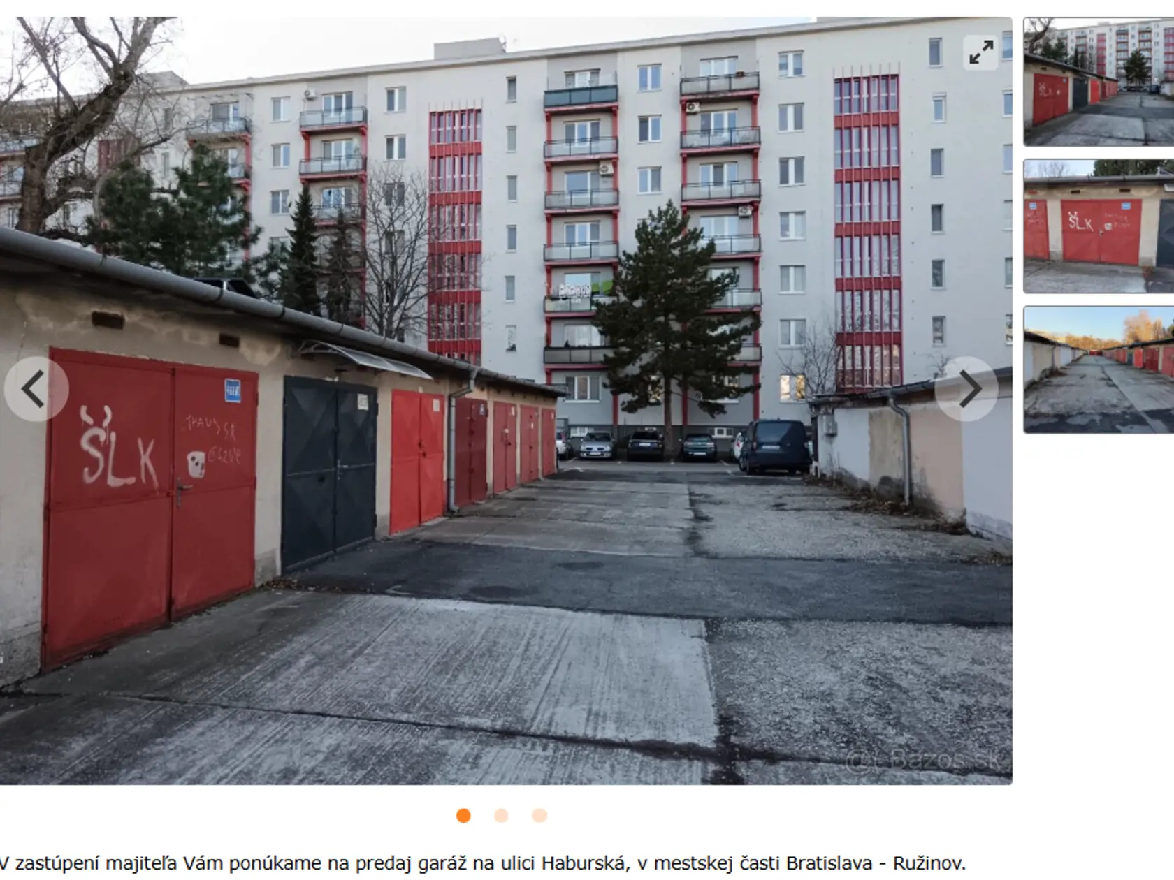 Ceny za garáž v Bratislavskom Ružinove sú poriadne vysoké. V inzeráte na fotke je cena 44 000 eur. 