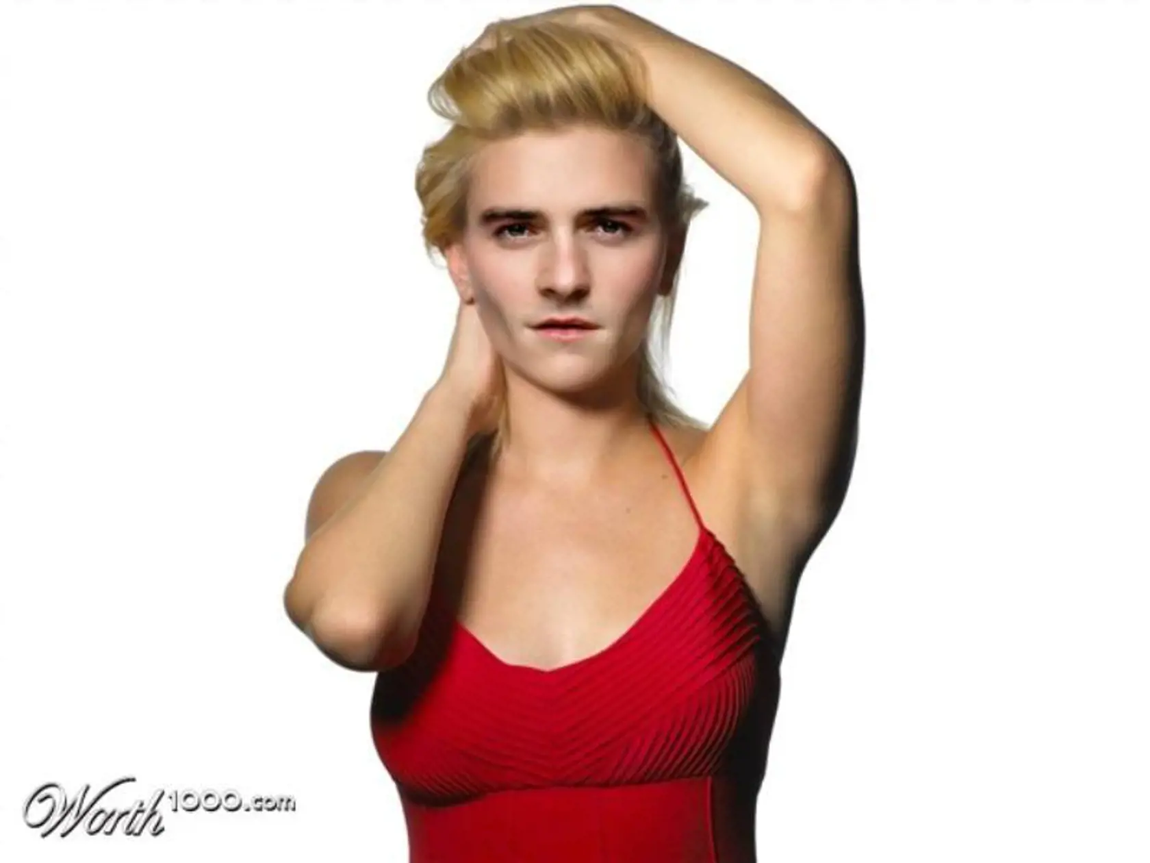 Orlando Bloom ako sexi kráska Scarlet Johansson.
