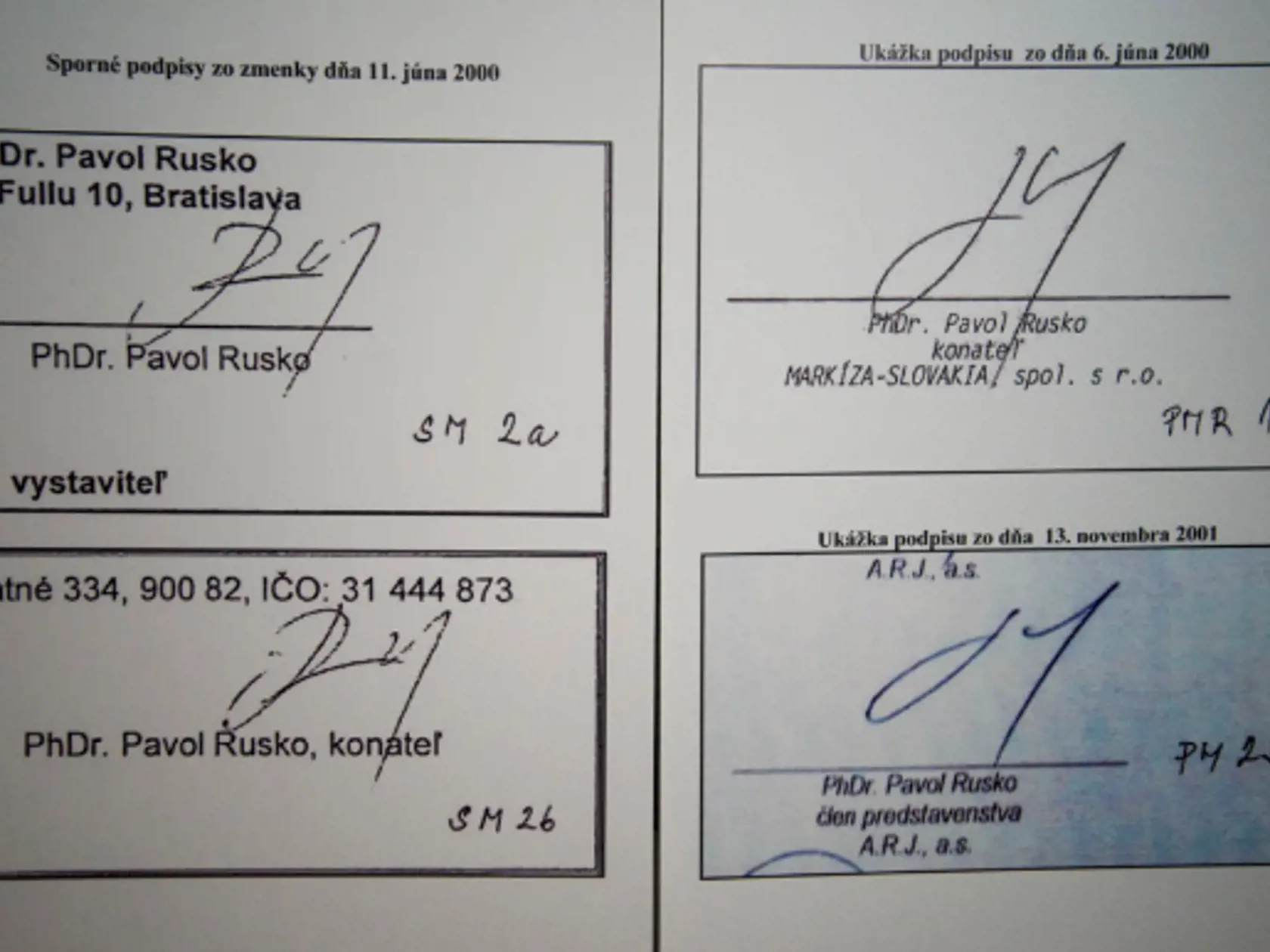 V roku 2015 prišili Marian Kočner a Pavol Rusko s informáciou, že v júni 2000 boli podpísané zmenky. Tie Kočnerovi vraj podpísal Rusko tak, že ak nebude mať v roku 2015 peniaze, zaplatí ich za neho aktuálny vlastník Markízy.