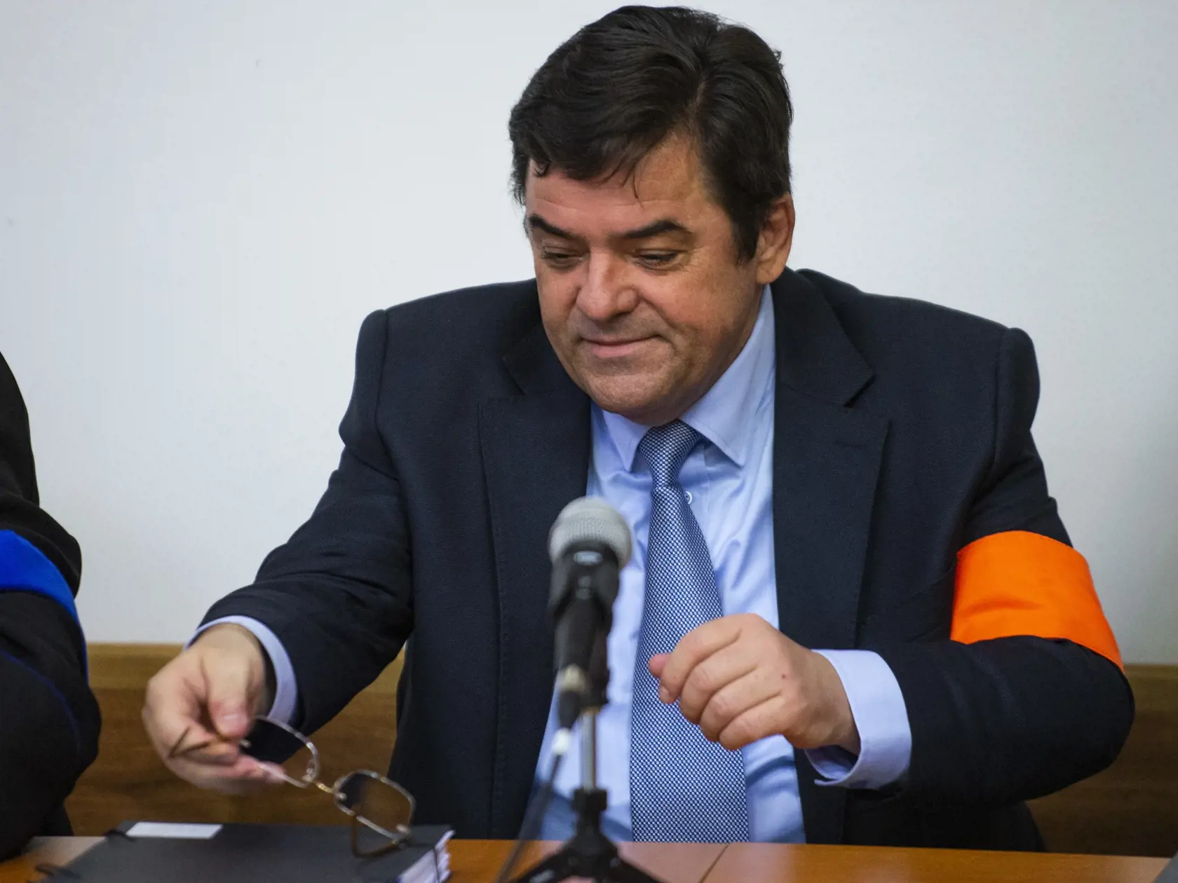 Na snímke je Marián Kočner počas súdneho pojednávania Špecializovaného trestného súdu (ŠTS) vo veci falšovania zmeniek TV Markíza a marenia spravodlivosti.