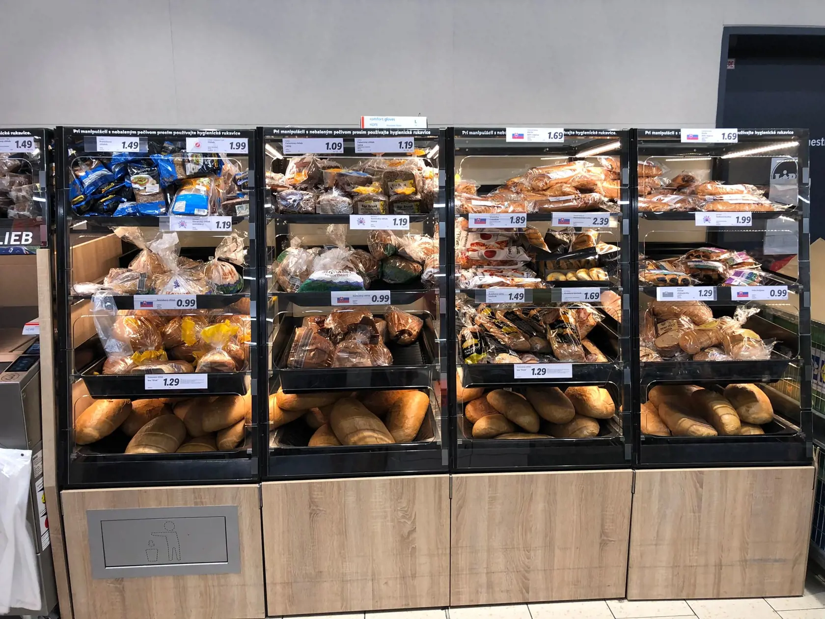 Ceny potravín v predajni Lidl na Slovensku.