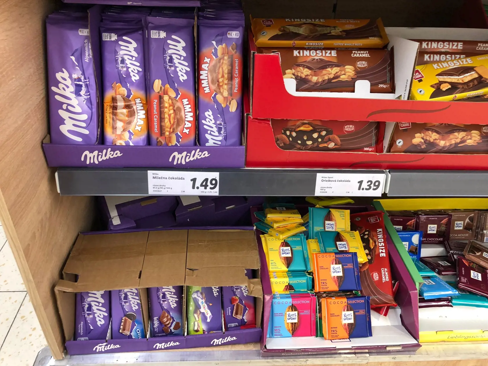 Ceny potravín v predajni Lidl na Slovensku.